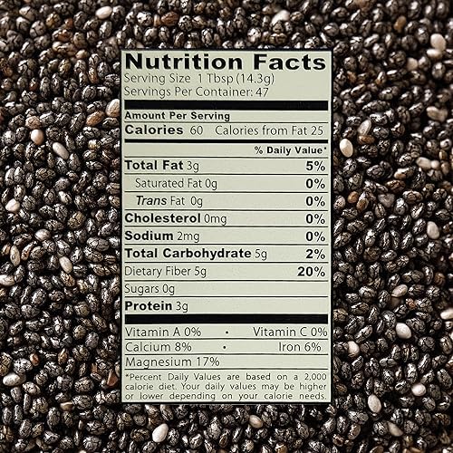 Miniatura 7 de Golden Crown Black Chia Seeds  24 onzas (1.5 libras), sabor dulce naturalmente kosher de chía entera, perfectas para batidos, productos horneados,
