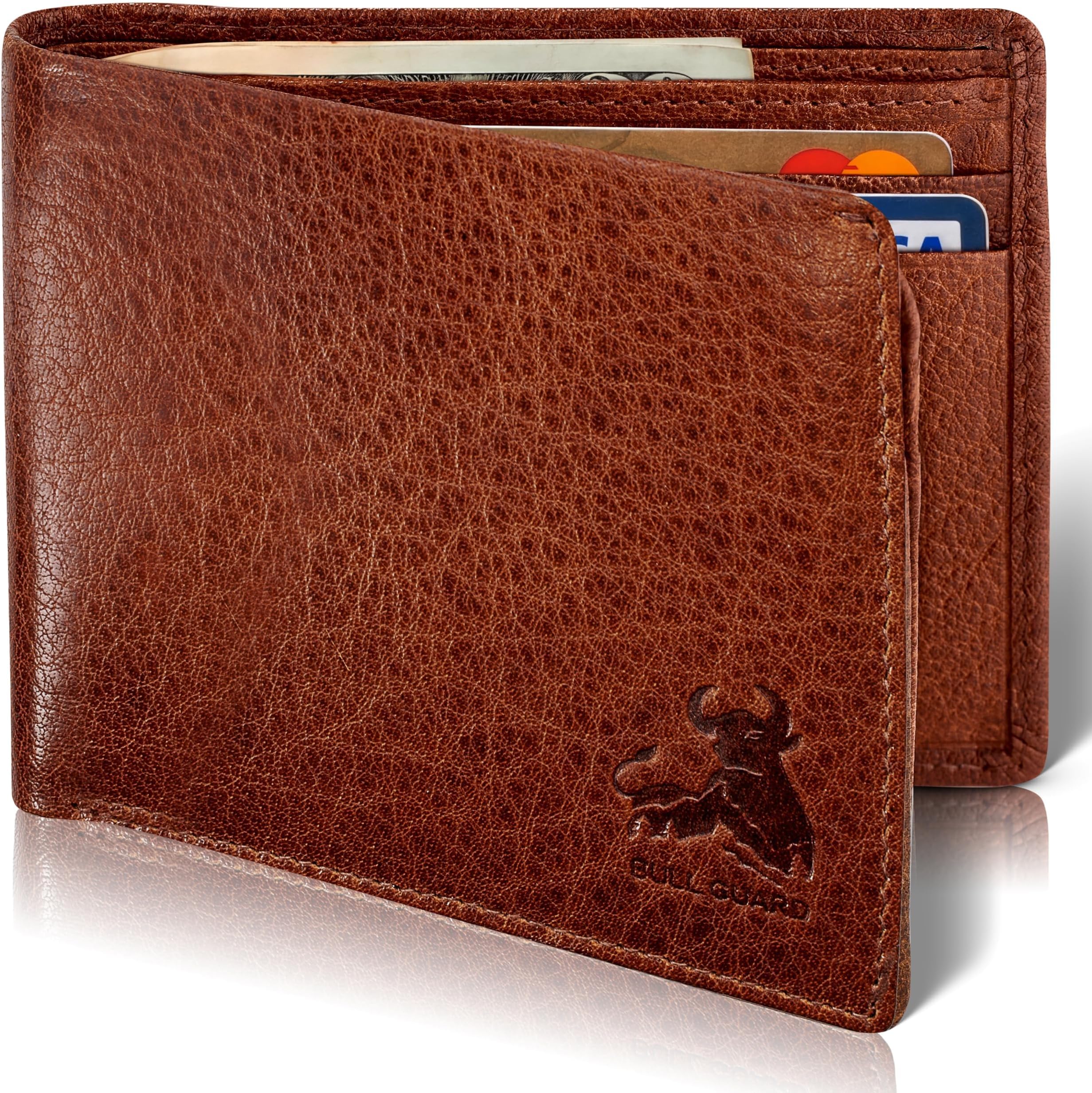 Men's Wallet RFID Blocking Bifold in Buffalo Brown Leather