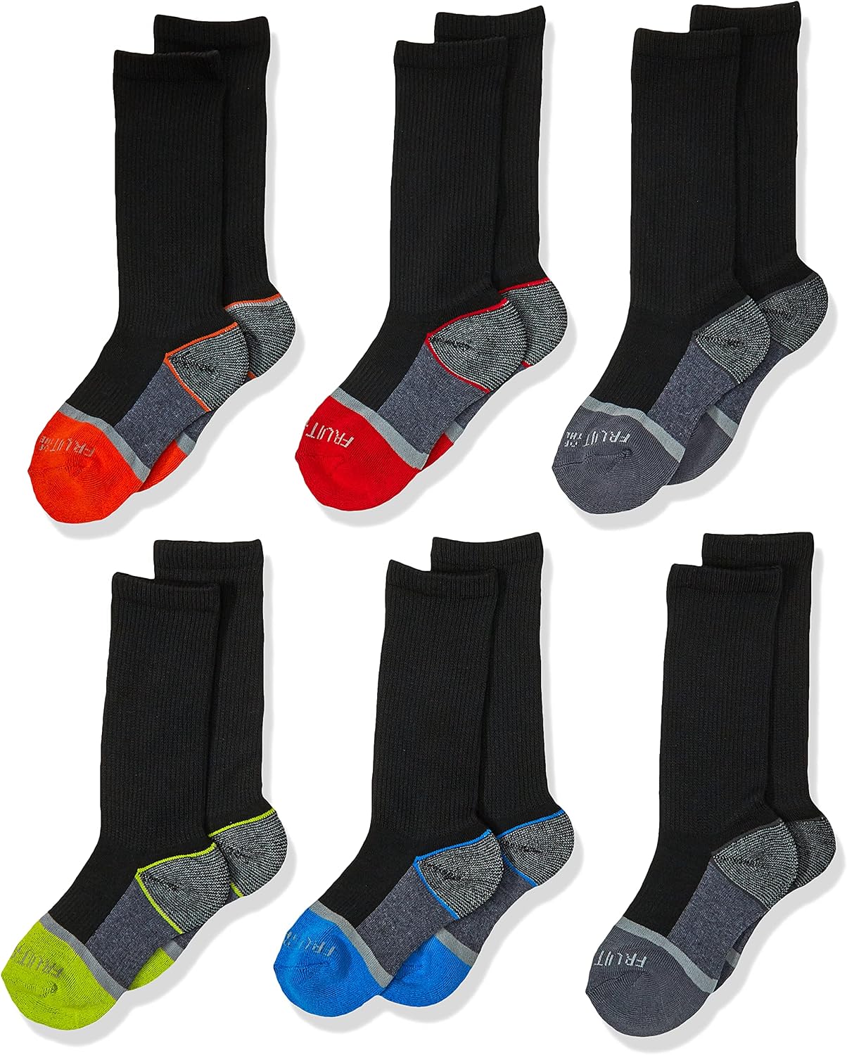 Fruit Of The Loom Boys 10-Pair Crew Socks - Size Large, Shoe Size 3-9, Multicolor
