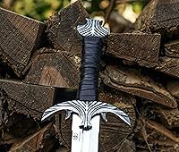 Vista 6 de Espada medieval de doble filo, hoja de acero inoxidable, espada de armado real para adultos, agarre de cuero con vaina