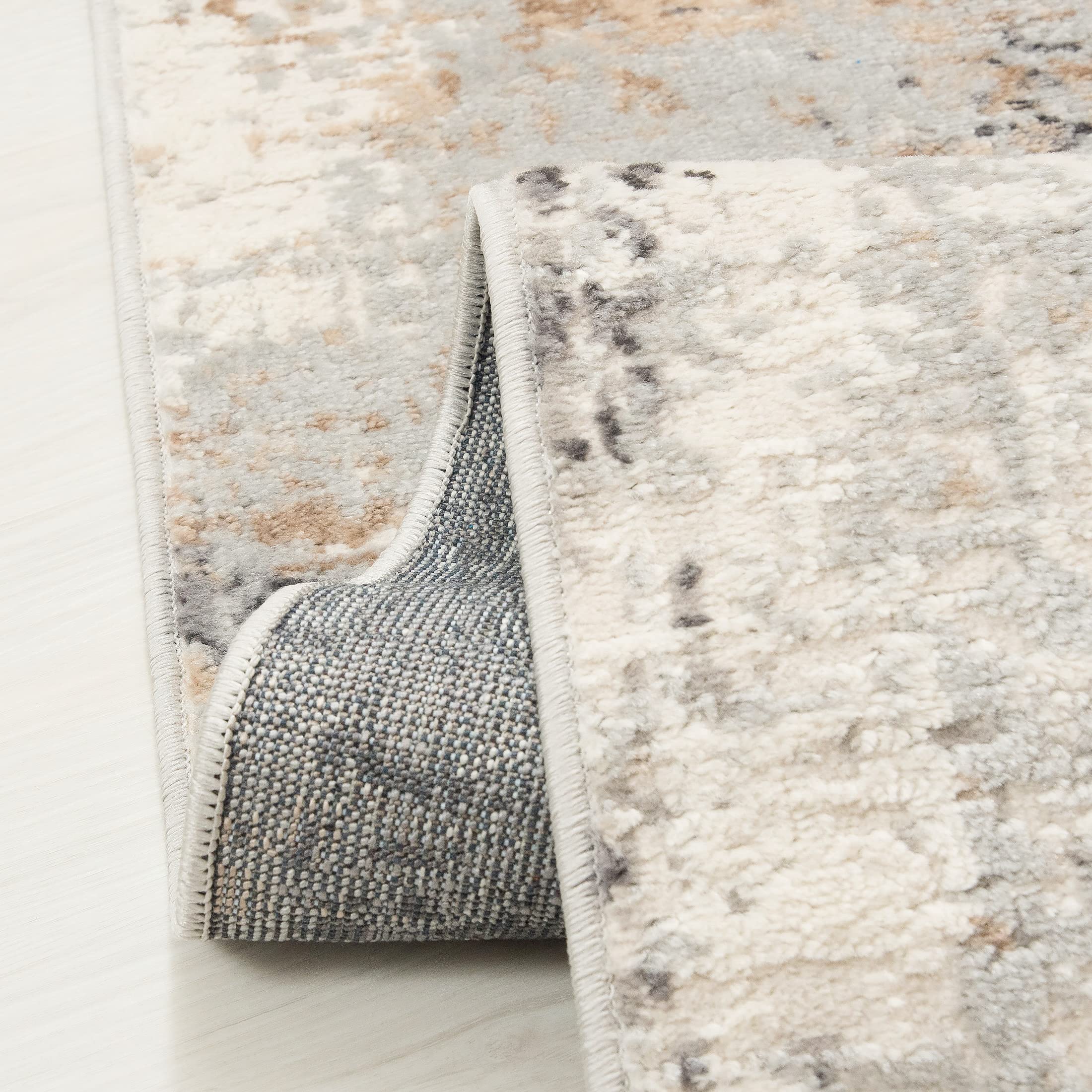 Carpeto Rugs Abstraktes Vintage Designer Teppich - Kurzflor - Weich Teppich für Wohnzimmer, Schlafzimmer, Esszimmer - ÖKO-TEX Wohnzimmerteppich - Teppiche - Beige Grau 1-120 x 170 cm