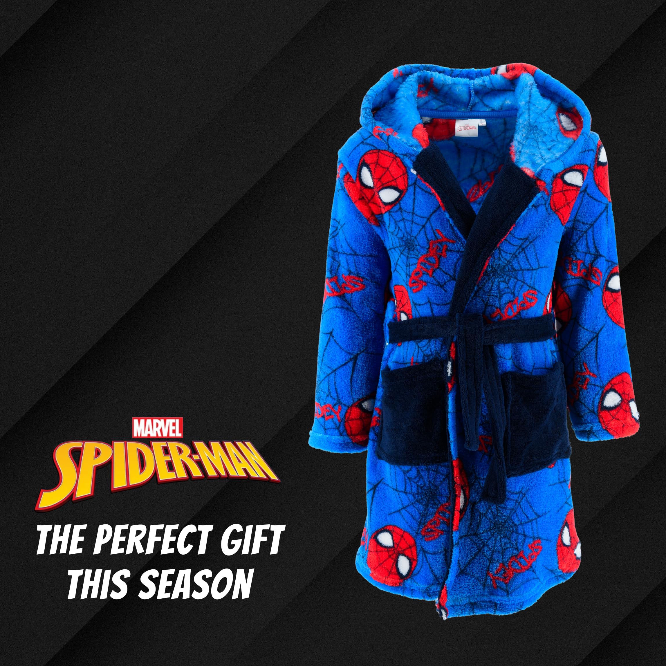 Spiderman Robe de Chambre Garçons Doux Maison Enfants Taille 6 Ans Bleu