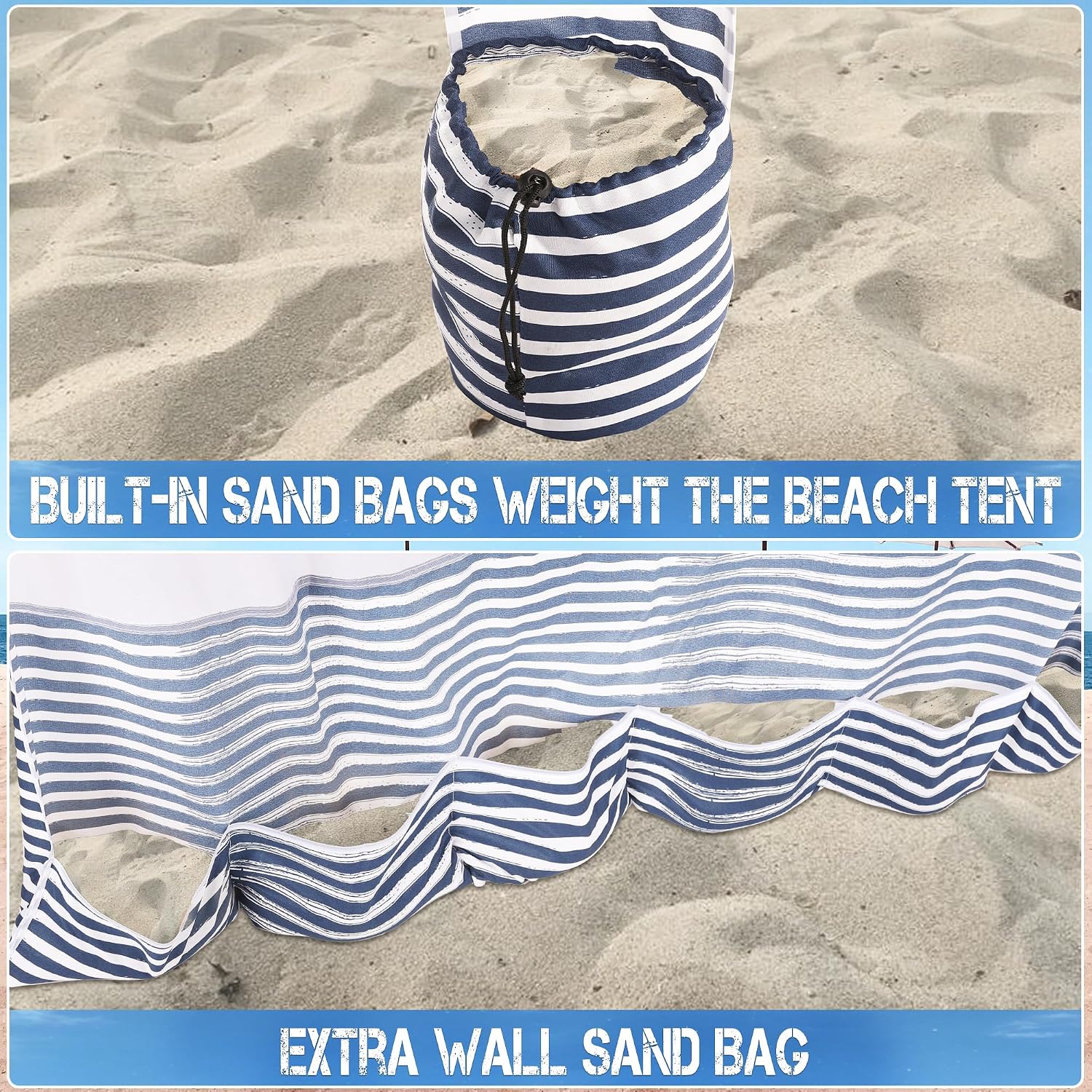 UPWELL Beach Tent Easy Set Up Canopy Sun Shelter Shade with UPF 50+UV Protection Portable Beach Umbrella Outdoor Sunwall with Sand Pockets for Fishing Backyard Camping(Tropical Ocean)