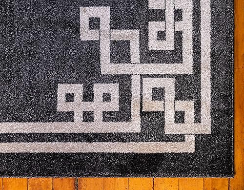 Miniatura 8 de Unique Loom Athens Collection - Alfombra clásica geométrica tribal con diseño de borde moderno, 7 pies x 10 pies 0 pulgadas, negrobeige