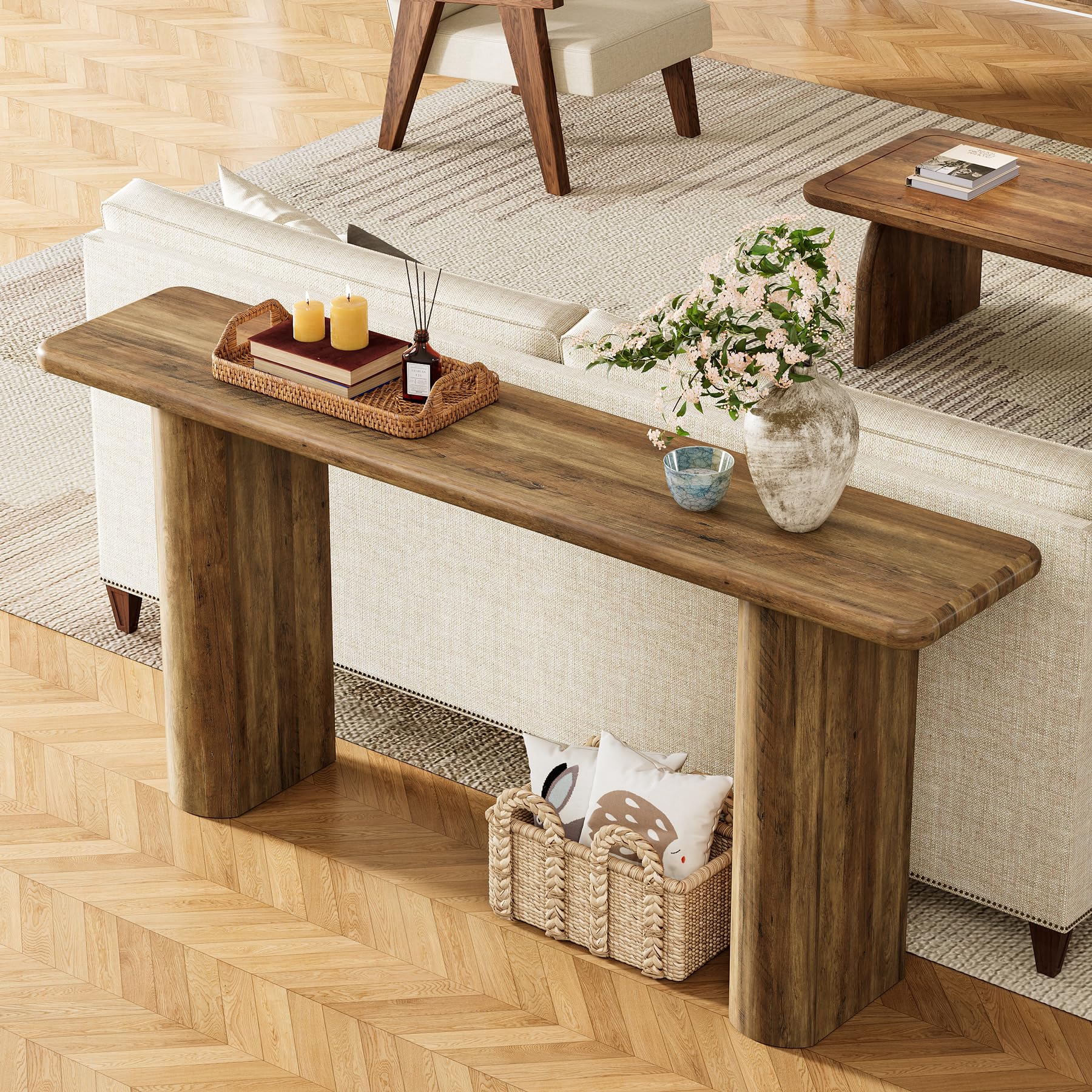 Tribesigns Tavolo consolle da 160 cm, in legno, per corridoio, soggiorno, ingresso, rustico, facile da montare, 160 x 30 x 80 cm
