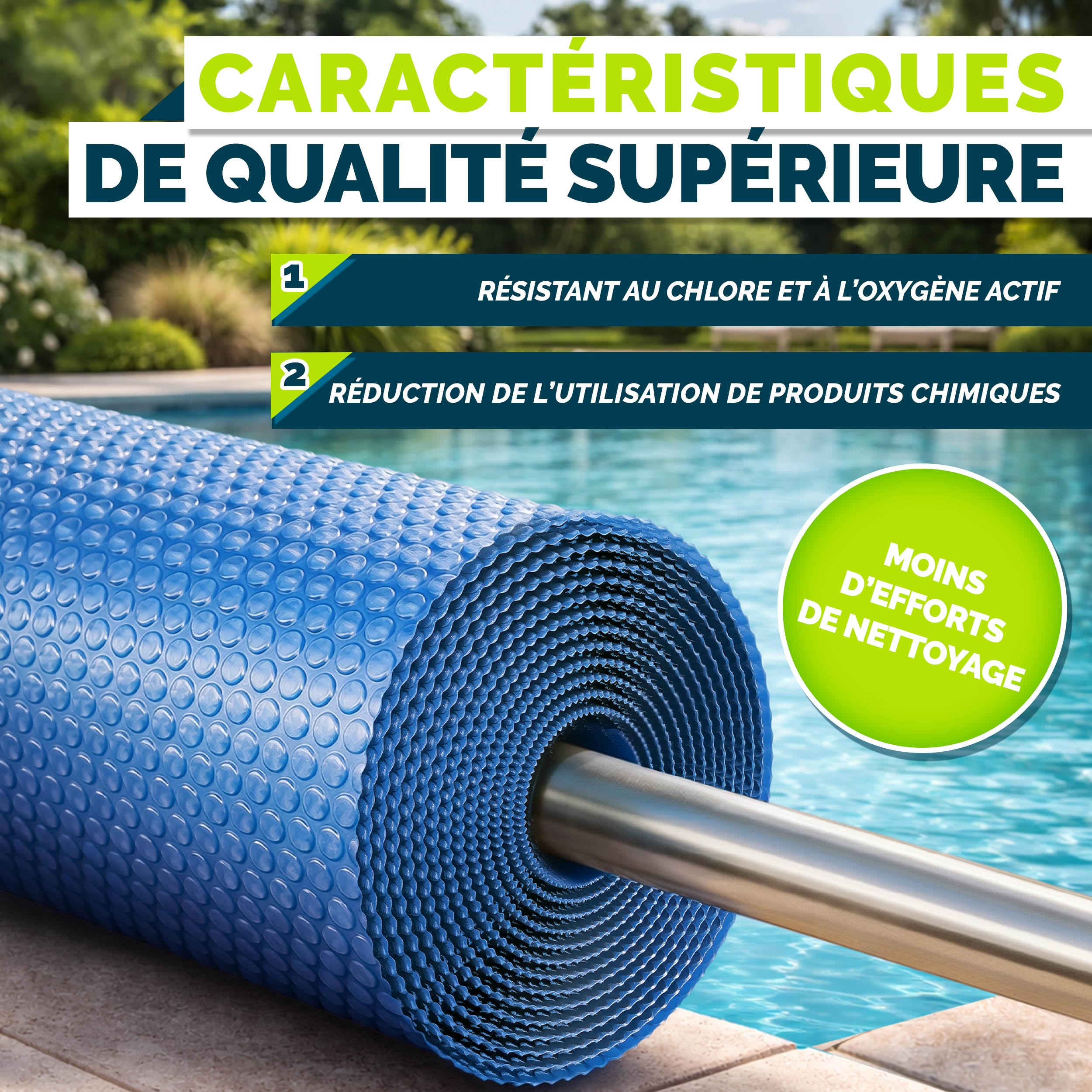 tillvex Bâche à Bulles pour Piscine | Bâche de Protection Solaire de 120 µm d'épaisseur | Découpe individuelle | Chauffage de Piscine pour Eau Chaude (Bleu, 488 cm (Ronde)) | Bâche solaire de piscine pour chauffer l'eau de la piscine - Bâche solaire pour