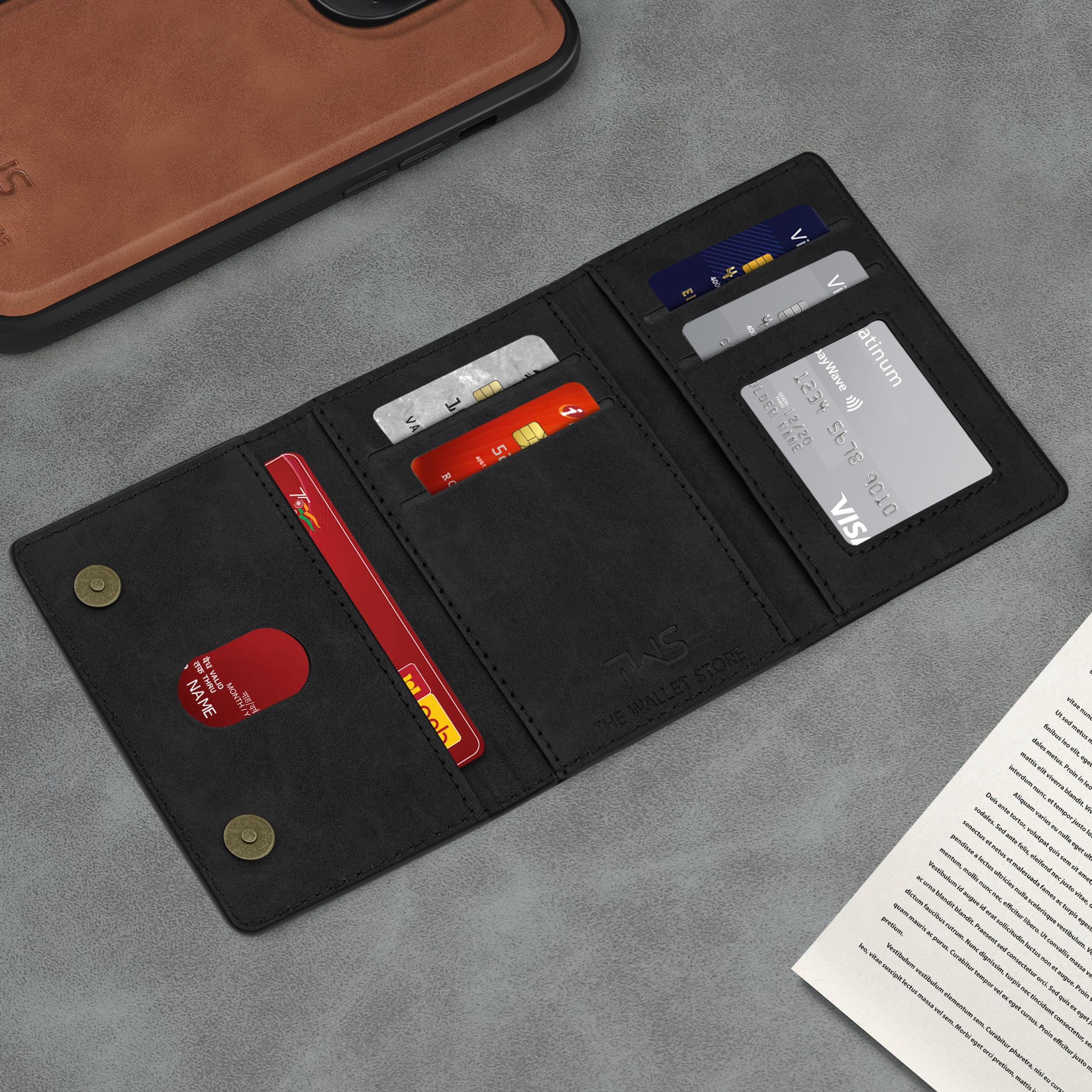 The Wallet Store Magna Suede Vegan Leather Cardholder (Black)