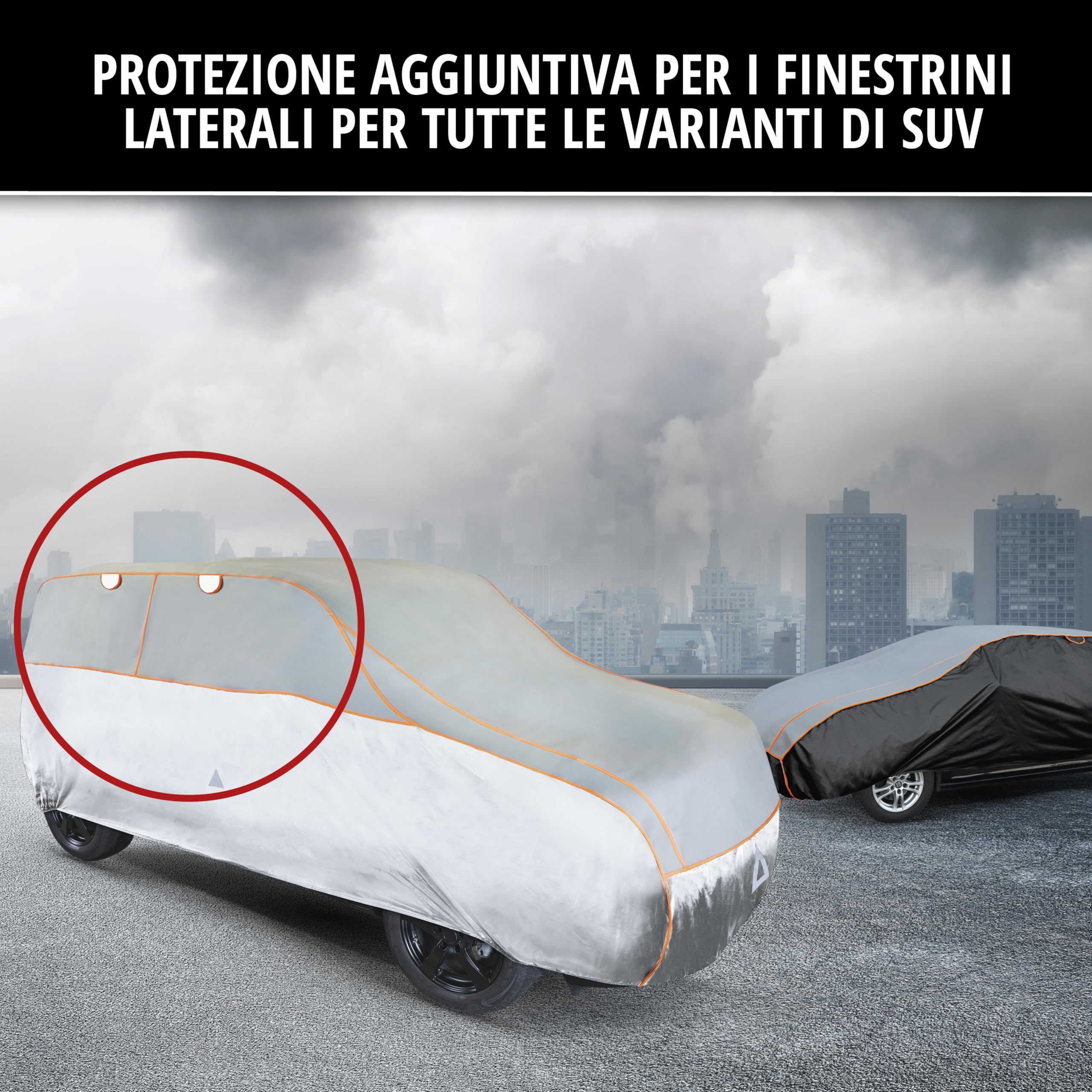 WALSER Telo Copriauto antigrandine, copertura per auto antigrandine, telone protettivo idrorepellente Basic, telo copriauto Misura 5 - antracite-nero