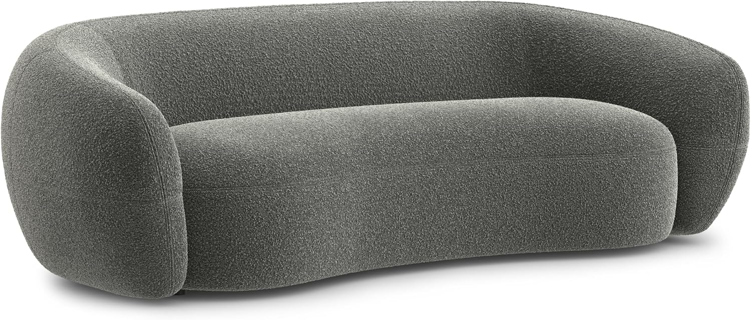 SIMPLIHOME Sherri 89-inch Wide Sofa in Stone Grey Boucle Performance Fabric, Curved Silhouette Oversized Couch for Living Room, Plush Cushions, Solid Wood Frame, Contemporary Style