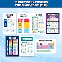 Vista 5 de Decorably 16 pósteres de química para el aula, escuela secundaria, 11 x 17 pulgadas, educativo laminado mate para pasillos, tablones de anuncios