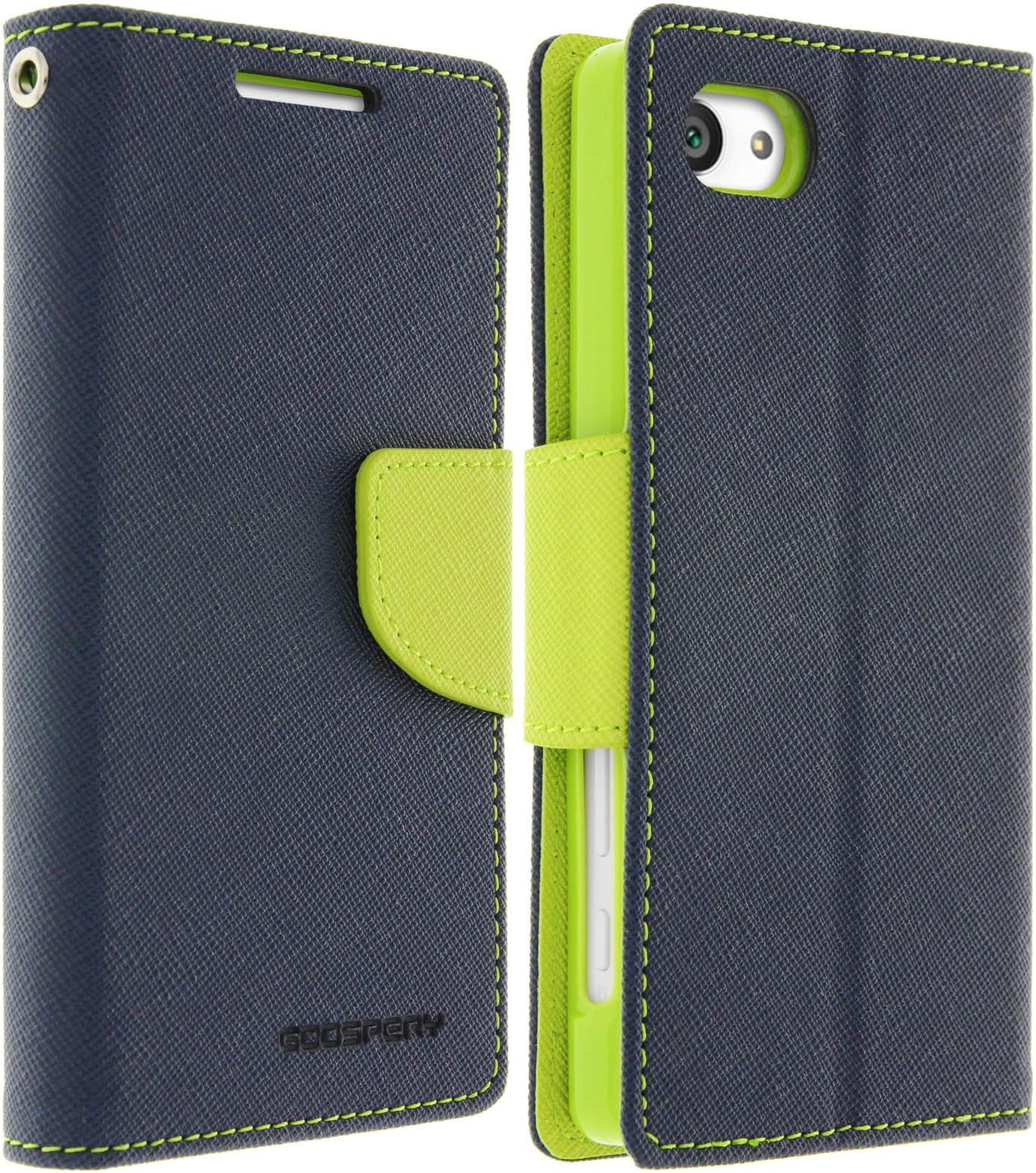 Avizar Fancy Style Wallet Case for Sony Z5 Compact – Midnight Blue