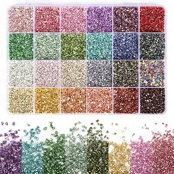 24 Colors Crushed Glass for Crafts, Crushed Glass Glitter for Resin Art Broken Glass Pieces for Crafts Resin Accessories