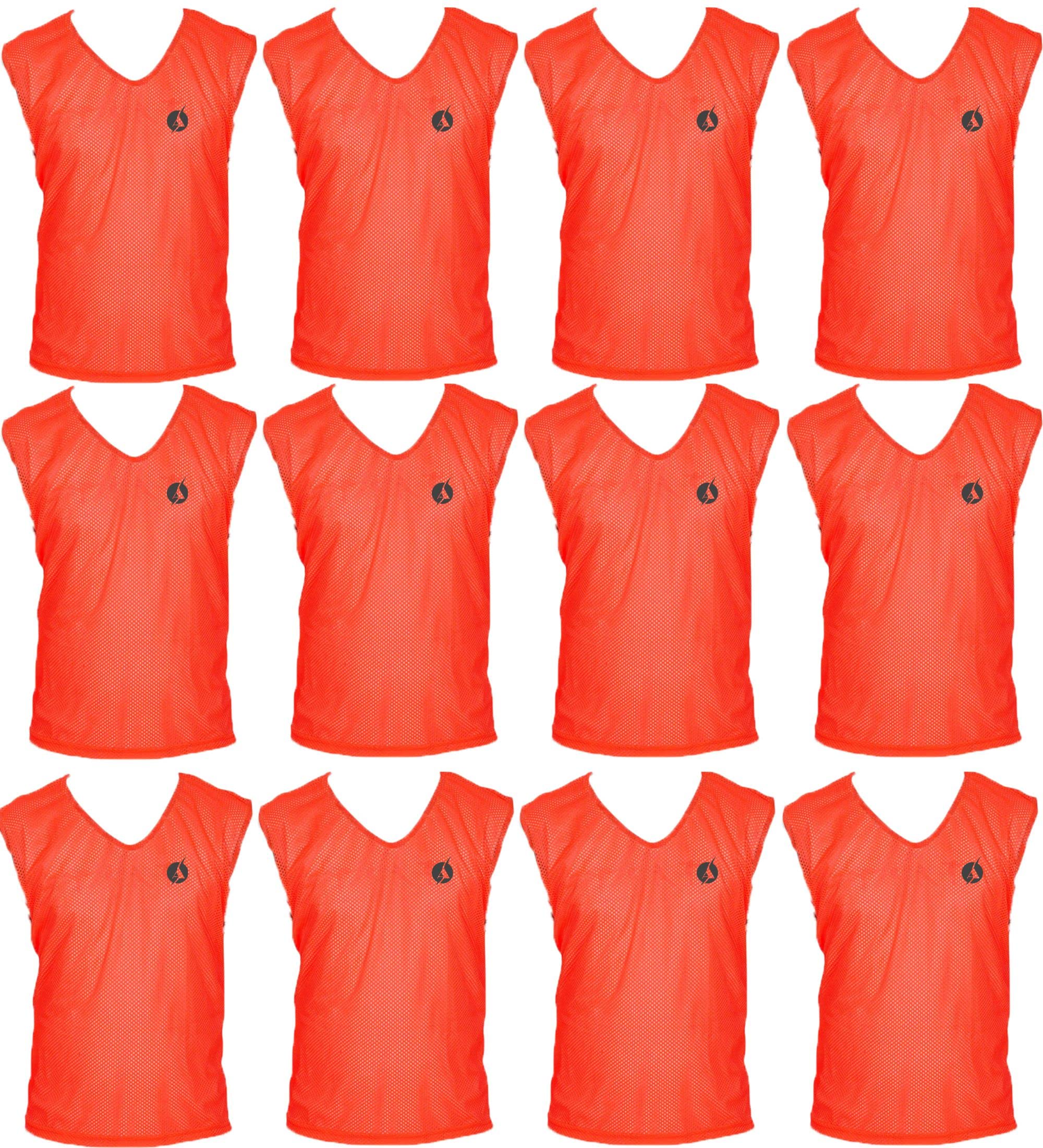 SAS Sports Training Bibs Scrimmage Vests Pennies for Soccer Set of 12 (Orange, XL)-picture-28