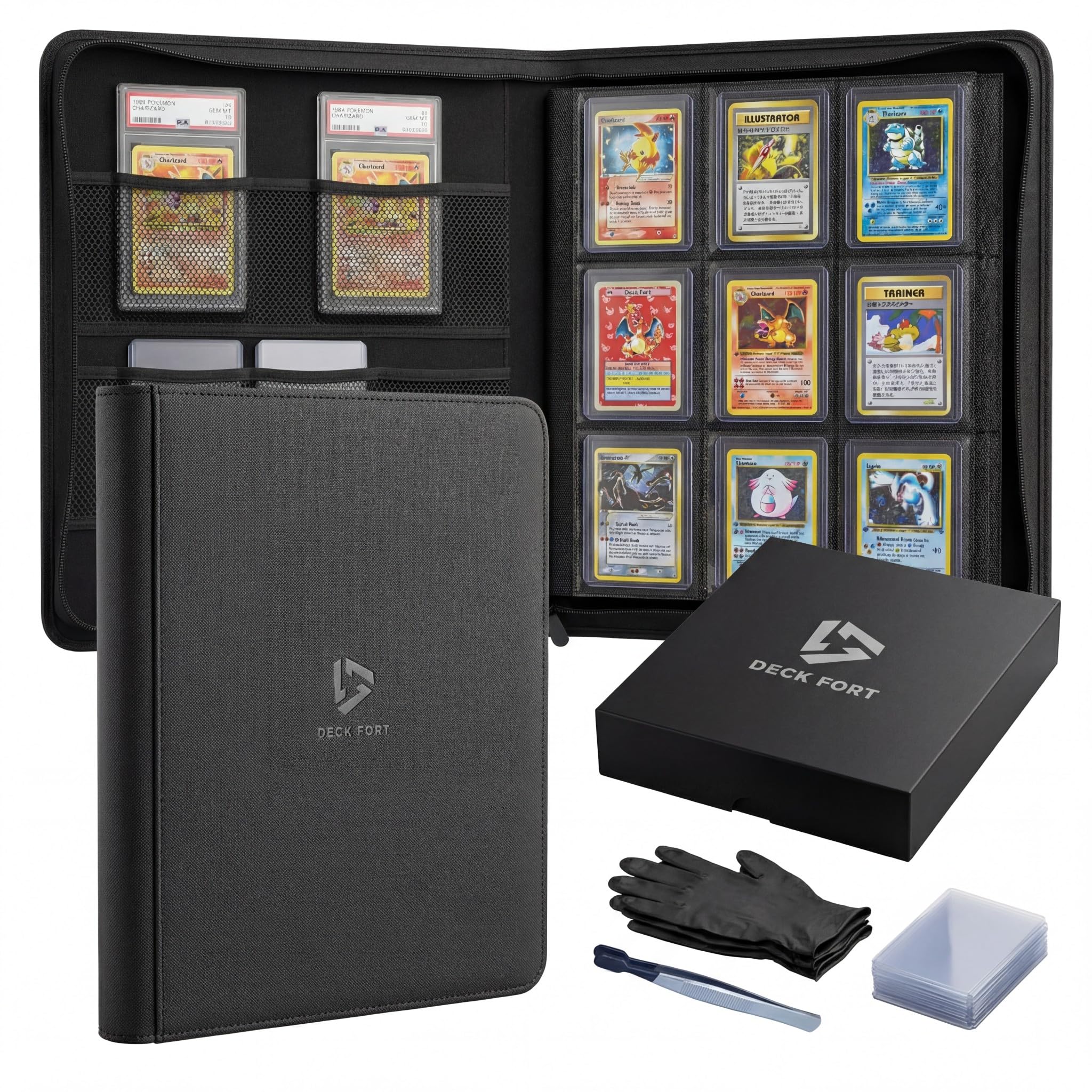 3x4 card binder Toploader Binder,Trading Card Binder Storage Hold up 288 Cards 9-Pocket Top Loader Binder with Sleeves for 3