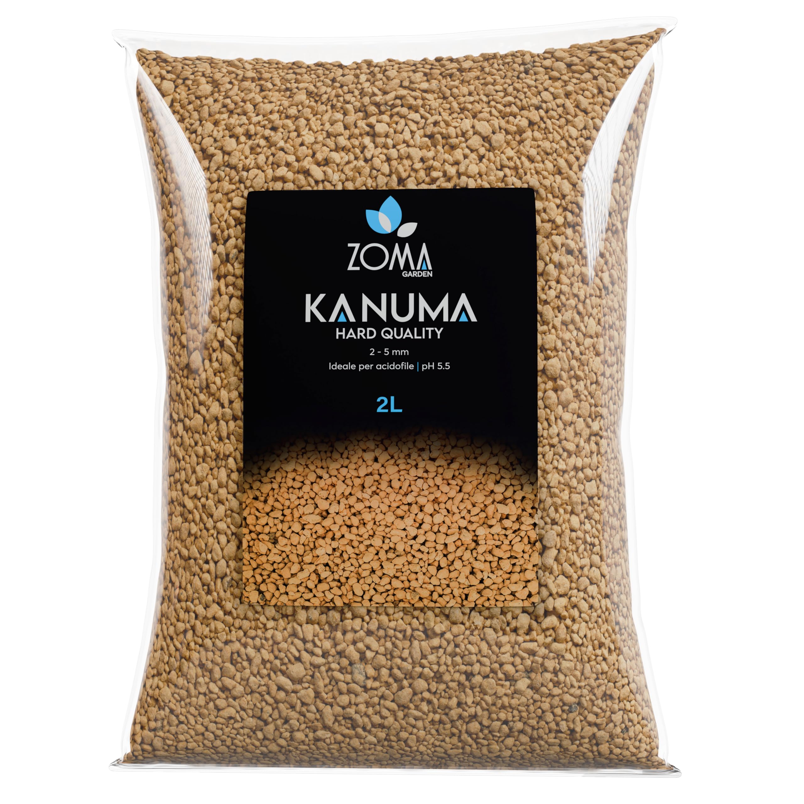 ZOMA Kanuma giapponese professionale qualità hard 2-5 mm, Terriccio per bonsai e acidofile drenante e poroso a ph acido, Terriccio acidofile - 2 litri