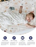 Vista 2 de TotAha Paquete de 2 sábanas de cuna de animales de la selva para niñas y niños, sábana bajera para cuna neutra para colchón estándar de cuna