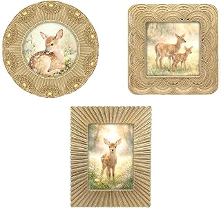 Classic Gold 1920s Mini Frame Set/Set of 3/2.5x2.5 & 2.5x3.5 In | For Tabletop Display | Perfect for Home Decor, Wedding, Graduation, Or Milestone Photos