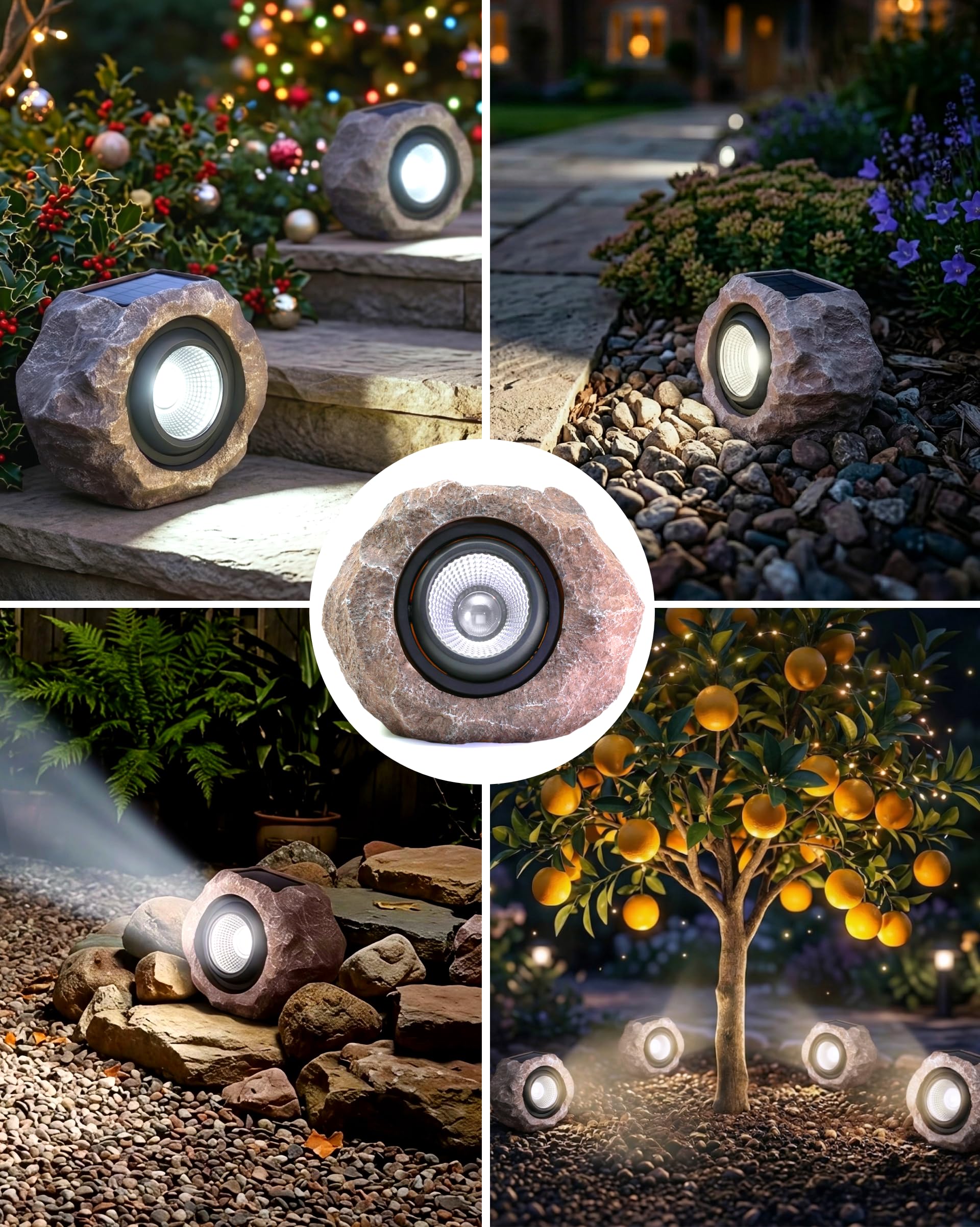 DGSCAK Luci solari da esterno, confezione da 4 luci solari super luminose per esterni, impermeabili, angolo di luce regolabile, luci solari per vialetti, vialetti, vialetti, patio, prato