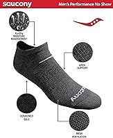 Vista 2 de Saucony Men's Multi-Pack Mesh Ventilating Comfort Fit Performance No-Show Socks