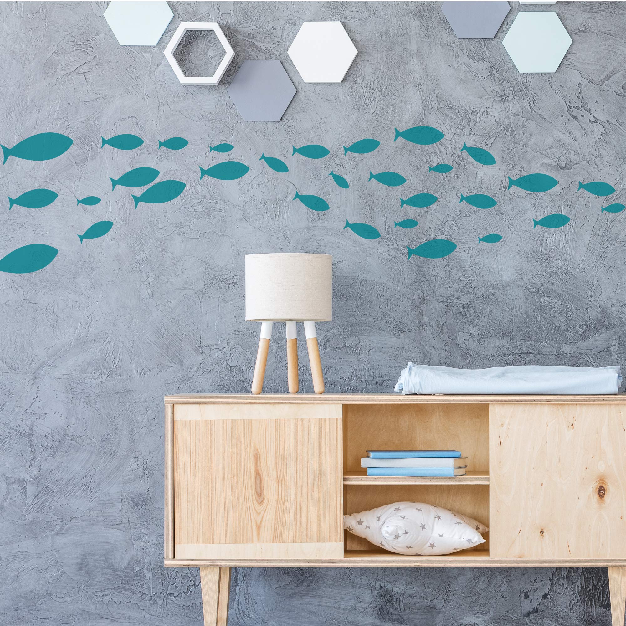 Ocean Fish Naklejka Ścienna - Pod Morzem Winylowe Naklejki Ścienne Do Pokoju Dziecięcego Sypialni Łazienki Przedszkole Decor-Teal
