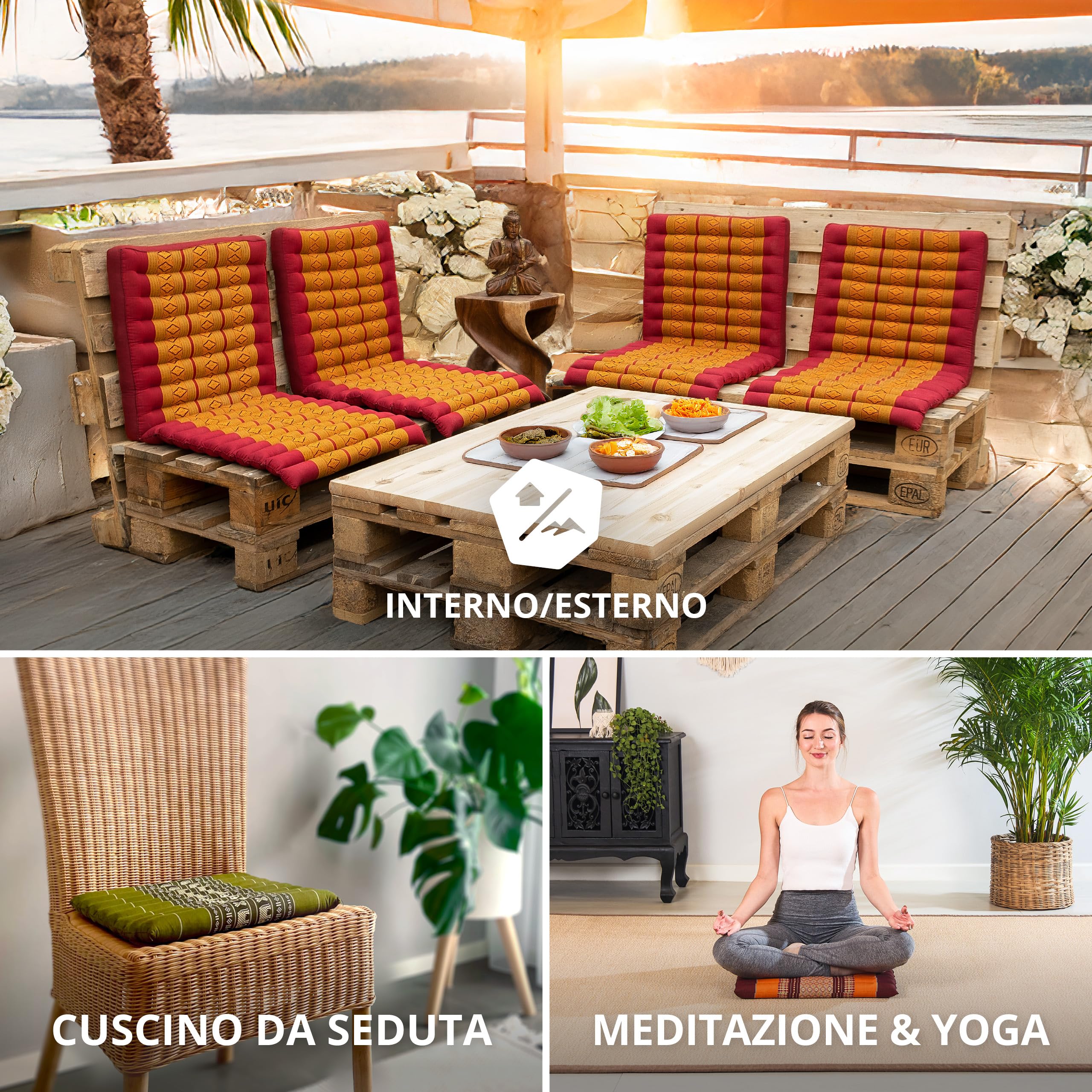 livasia cuscino coprisedia grande - 50x50x4,5cm - cuscino per pavimento impunturato indoor/outdoor, cuscino meditazione yoga, mobili in pallet, cuscino impunturato sedia e panchina (Arancione)