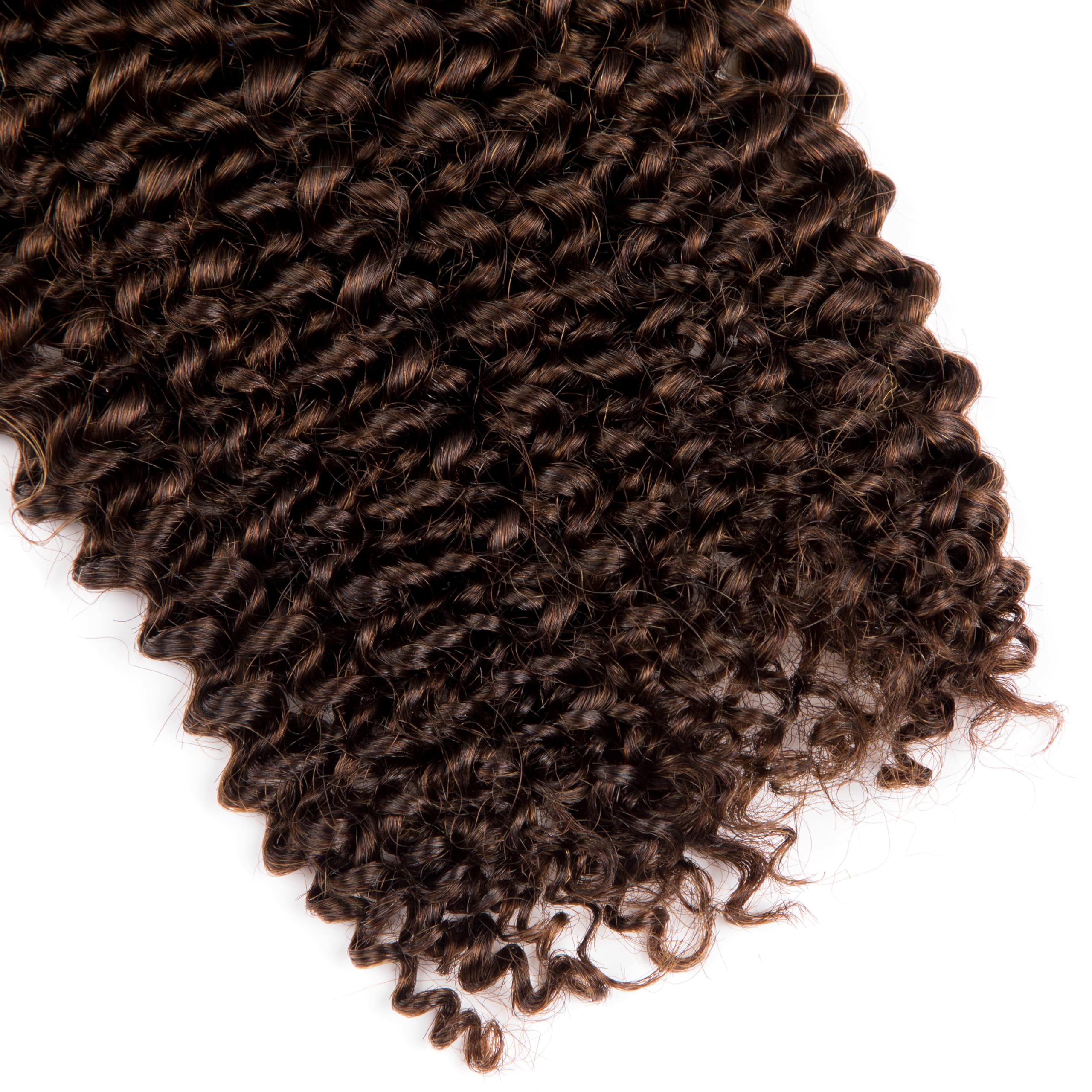 Aiokrtse Boho Braids Human Hair Extensions for Braiding Kinky Curly Bundles, 16 inches, 5 Bundles Total 100g, #4 Light Brown - Image 3