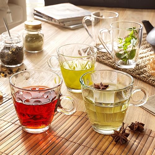 Miniatura 8 de Bormioli Rocco Juego de tazas de café de cristal, (paquete de 6) de 10¾ onzas con mango cómodo, vasos de té para bebidas calientes/frías,