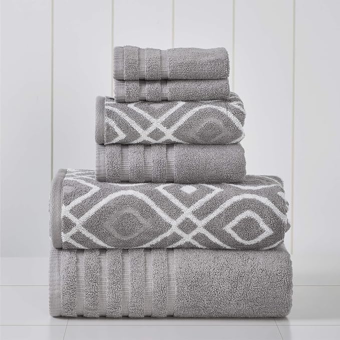 6-Piece Cotton Towel Set, Gray