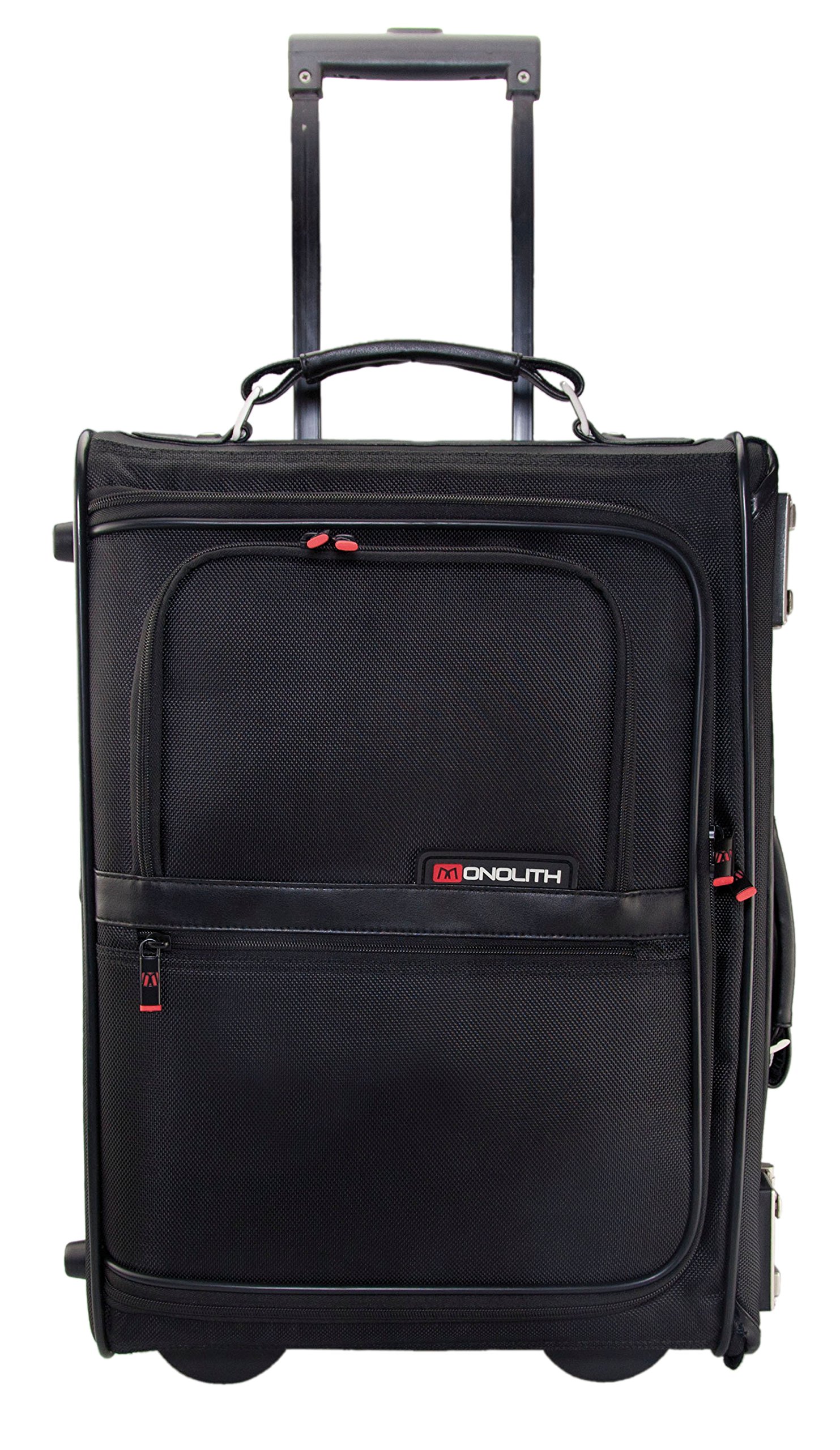 Monolith Valise Trolley Pilote Case, Business et Voyage, Fermeture à Codes, pour PC de 14 à 17 Pouces, Trolley à roulettes poignée rétractable, Revêtement Tissu Nylon Noir