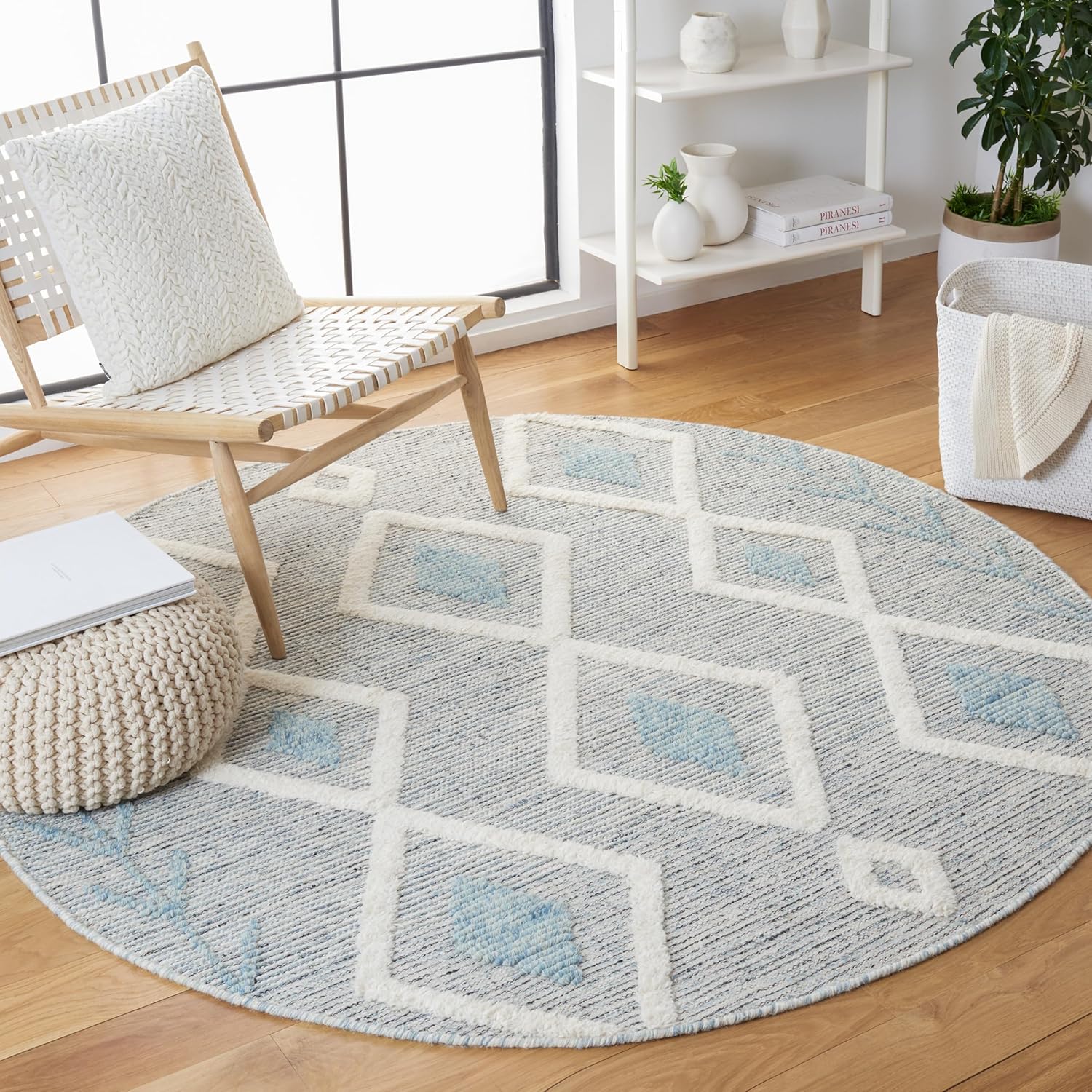 SAFAVIEH Vermont Collection Runner Rug - 2'3" x 9', Blue & Ivory, Handmade Wool, Ideal for High Traffic Areas in Living Room, Bedroom (VRM603M)