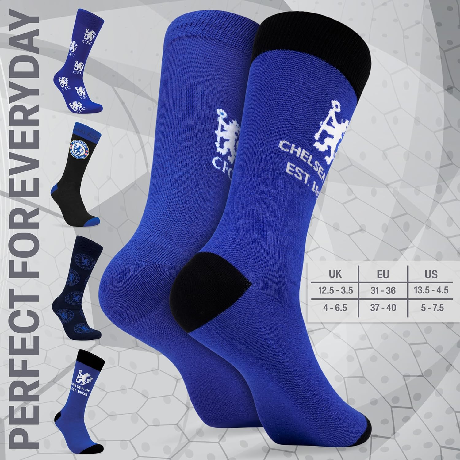 Chelsea FC Boys Crew Socks, 4 Pack Breathable Socks - Gifts for Kids - Image 6