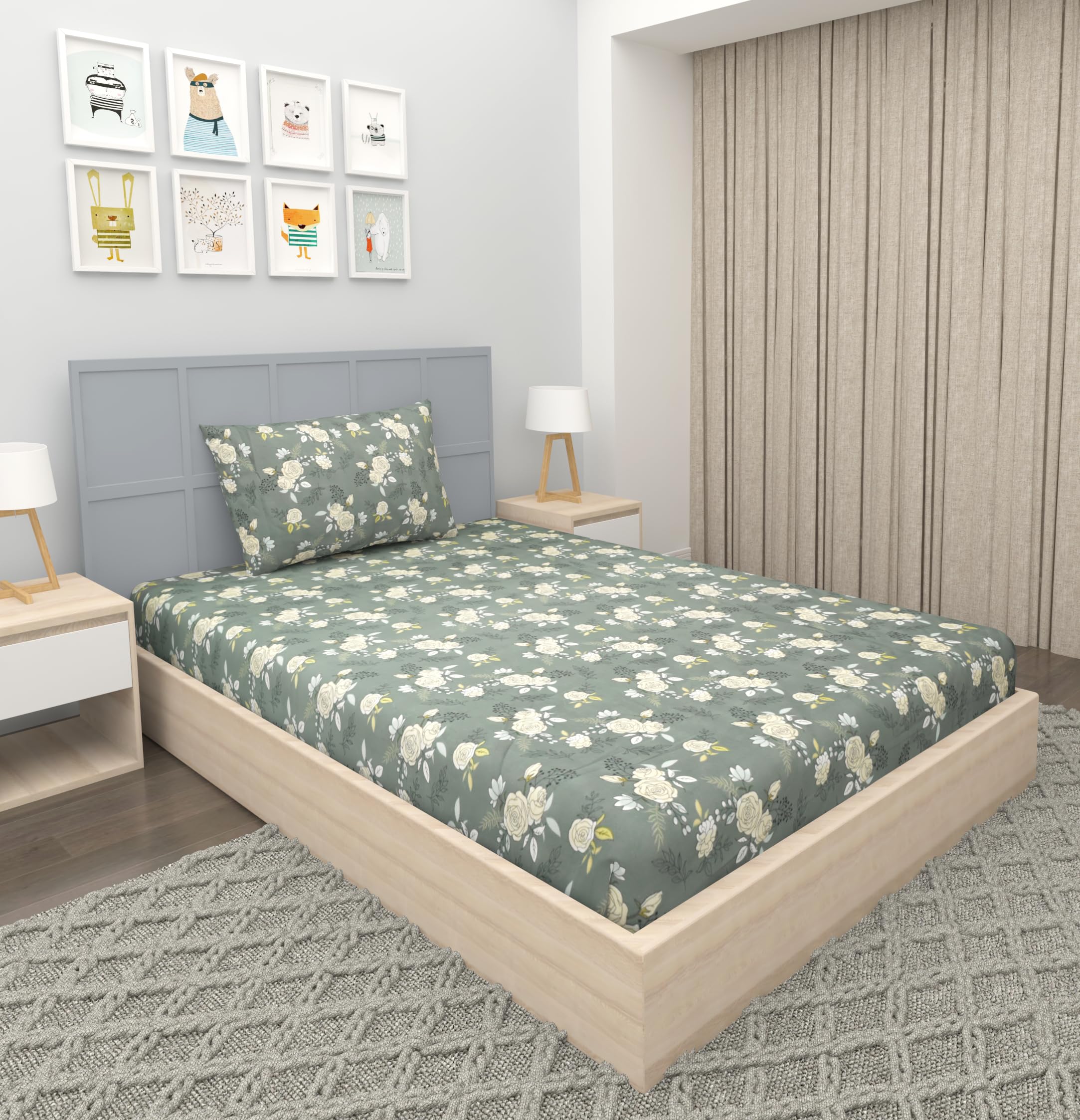 VOMZER 300 Threadcount Elastic Floral Fitted Bedsheets Single Bed With 1 Pillow Cover|Single Bed With All Around Elastic,Size 36 X 72 X 10 Inches(Yellow Rose),Small Single (B0CYQ3M3PH) Amazon Price History, Amazon Price Tracker