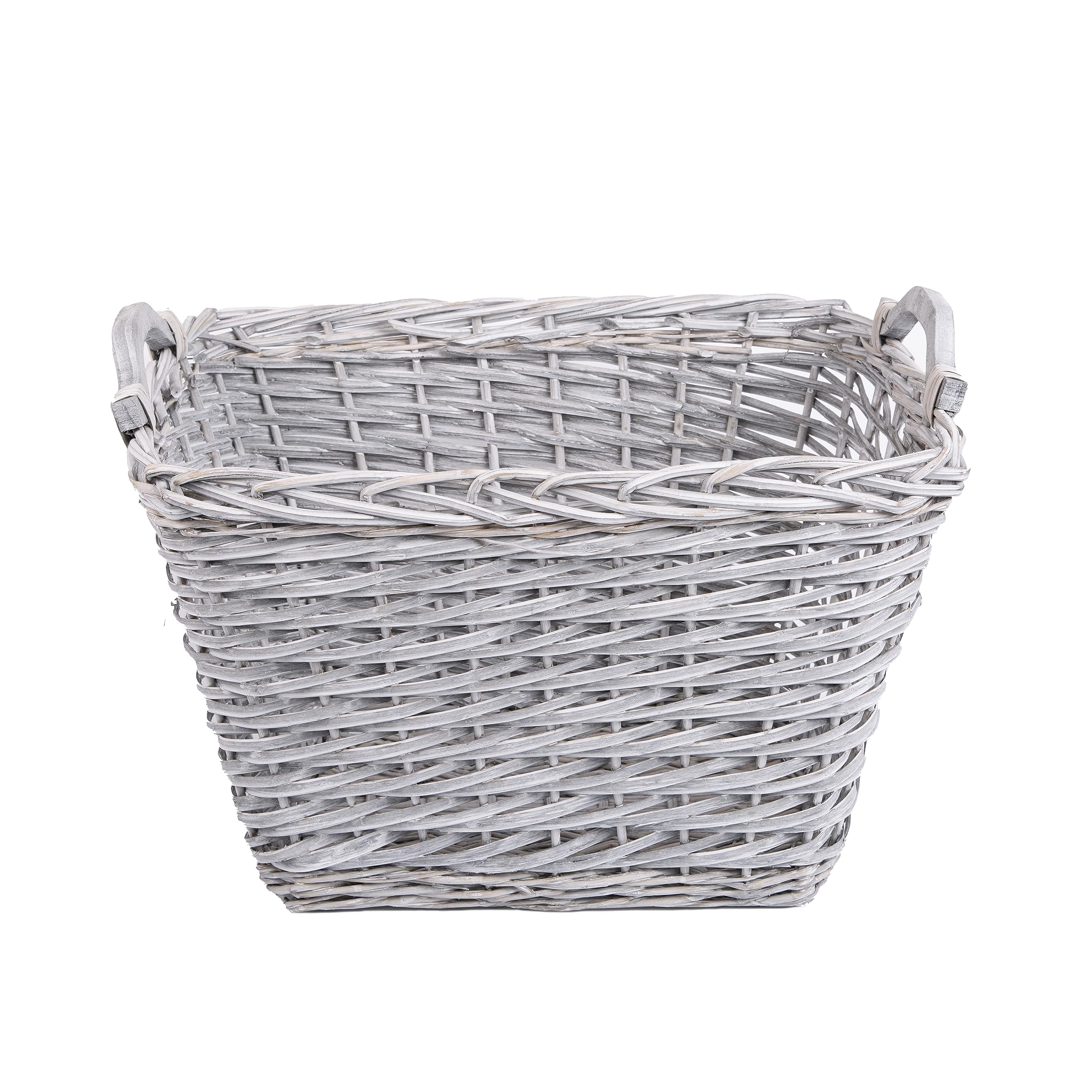 Wickerfield Grey Large Log Basket Log Baskets For Wood Burner Indoor, Fire Wood Basket, Extra Large Wicker Baskets For Storage For Logs