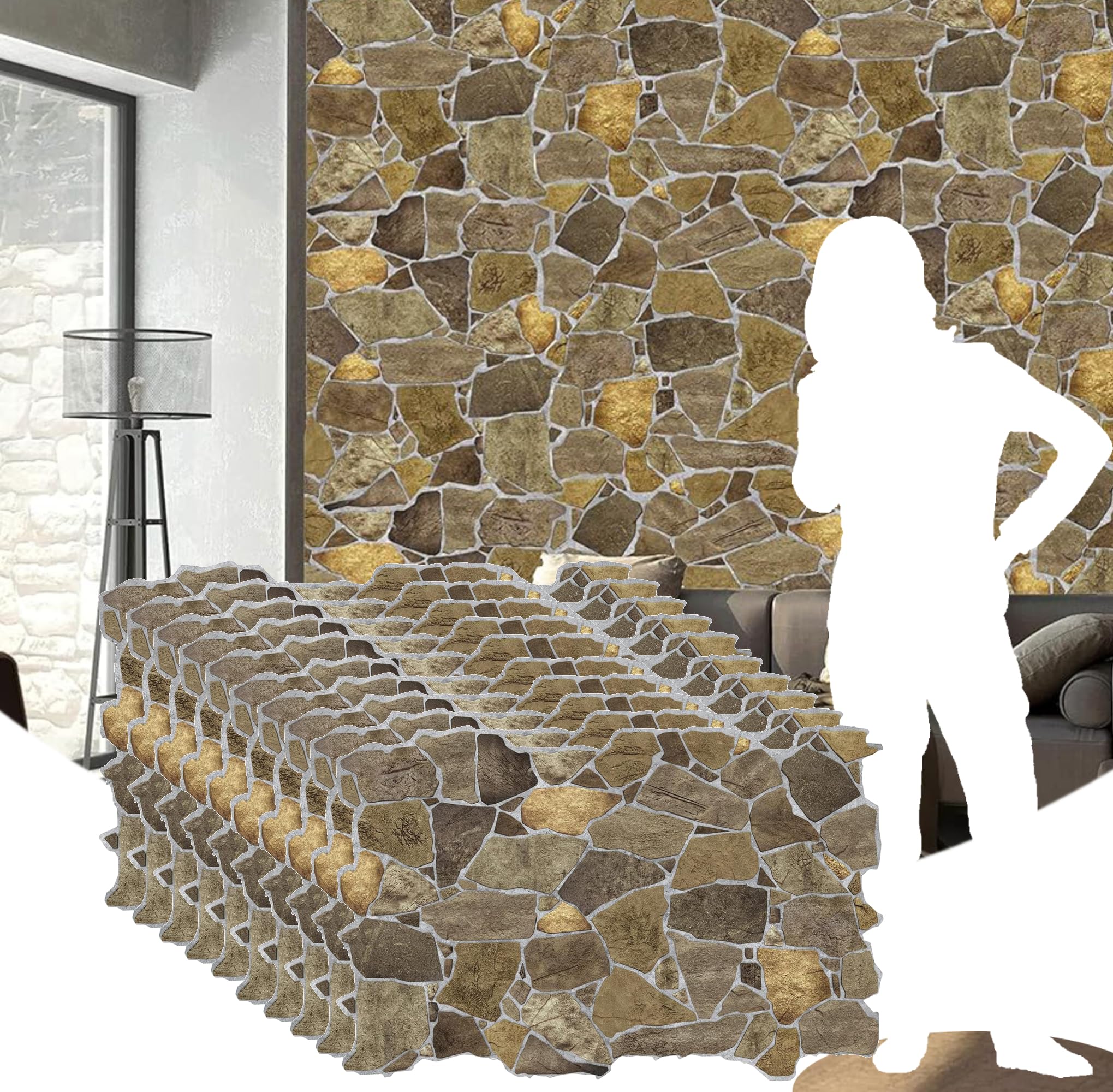 Amazon.com: Dundee Deco 3D Wall Panels Faux Stone PVC Brown, 3.2