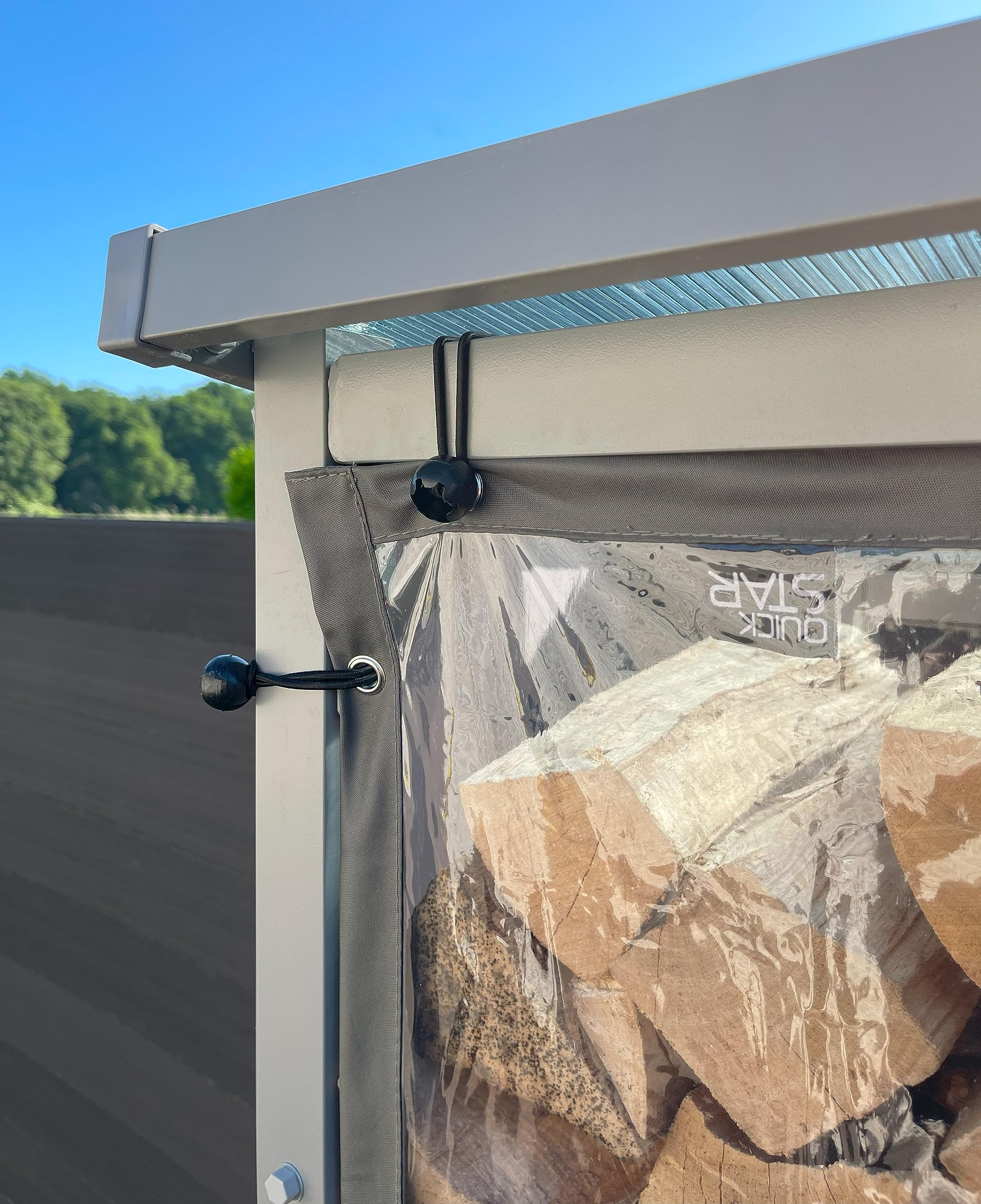 QUICK STAR Scaffalatura in Alluminio per Legna da ardere, 143 x 70 x 145 cm, 1.4 m³ con Protezione dagli Agenti atmosferici Nero