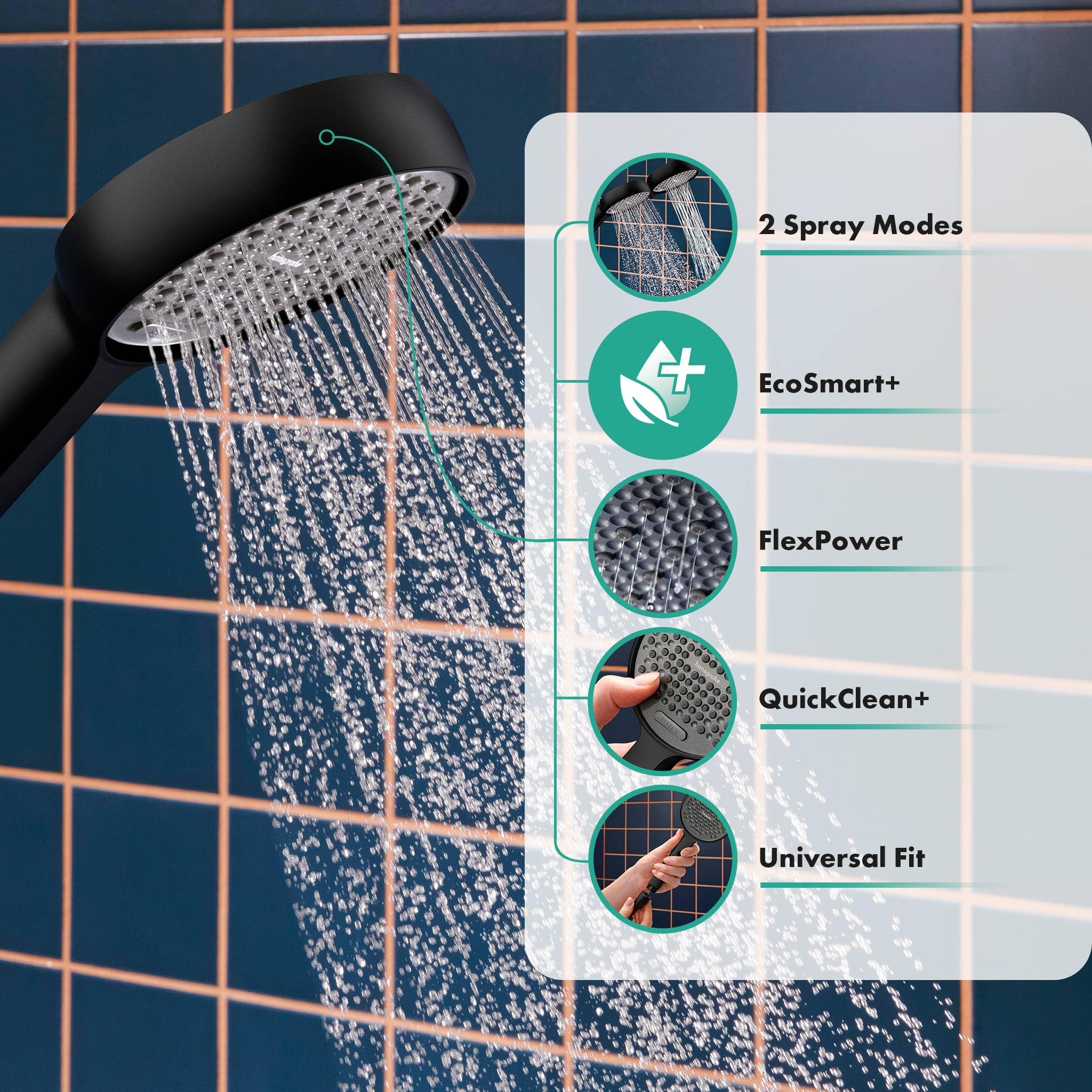 hansgrohe Activera Select S, Water-Saving Shower Head 6 l/min (EcoSmart+), Hand Shower Round with 2 Sprays - Image 2