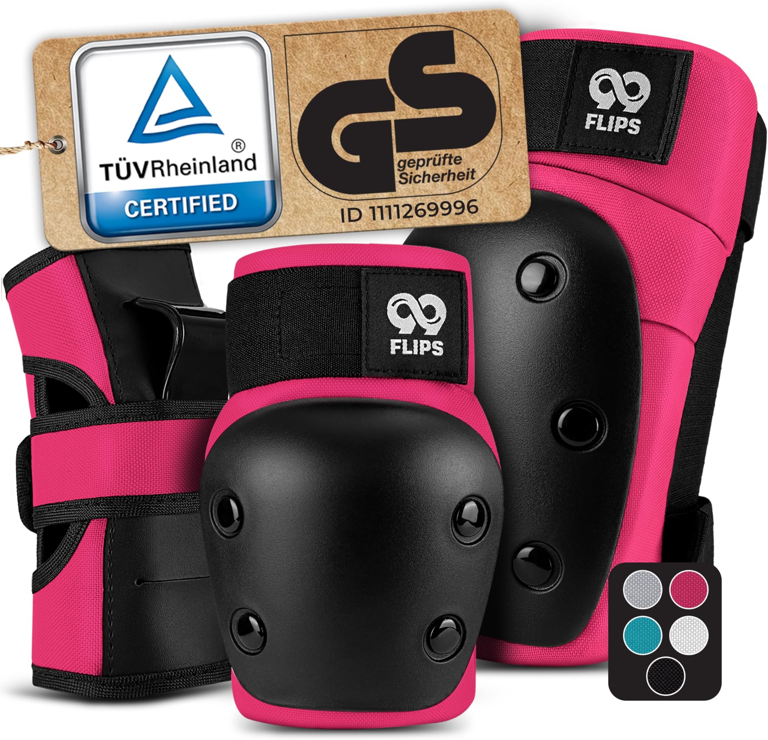Skate Pads Adult - Knee and Elbow Pads incl. Wrist Guards - Skating Protective Gear Adults - Size M in Purple - Skateboard, Scooter and Inline Skating