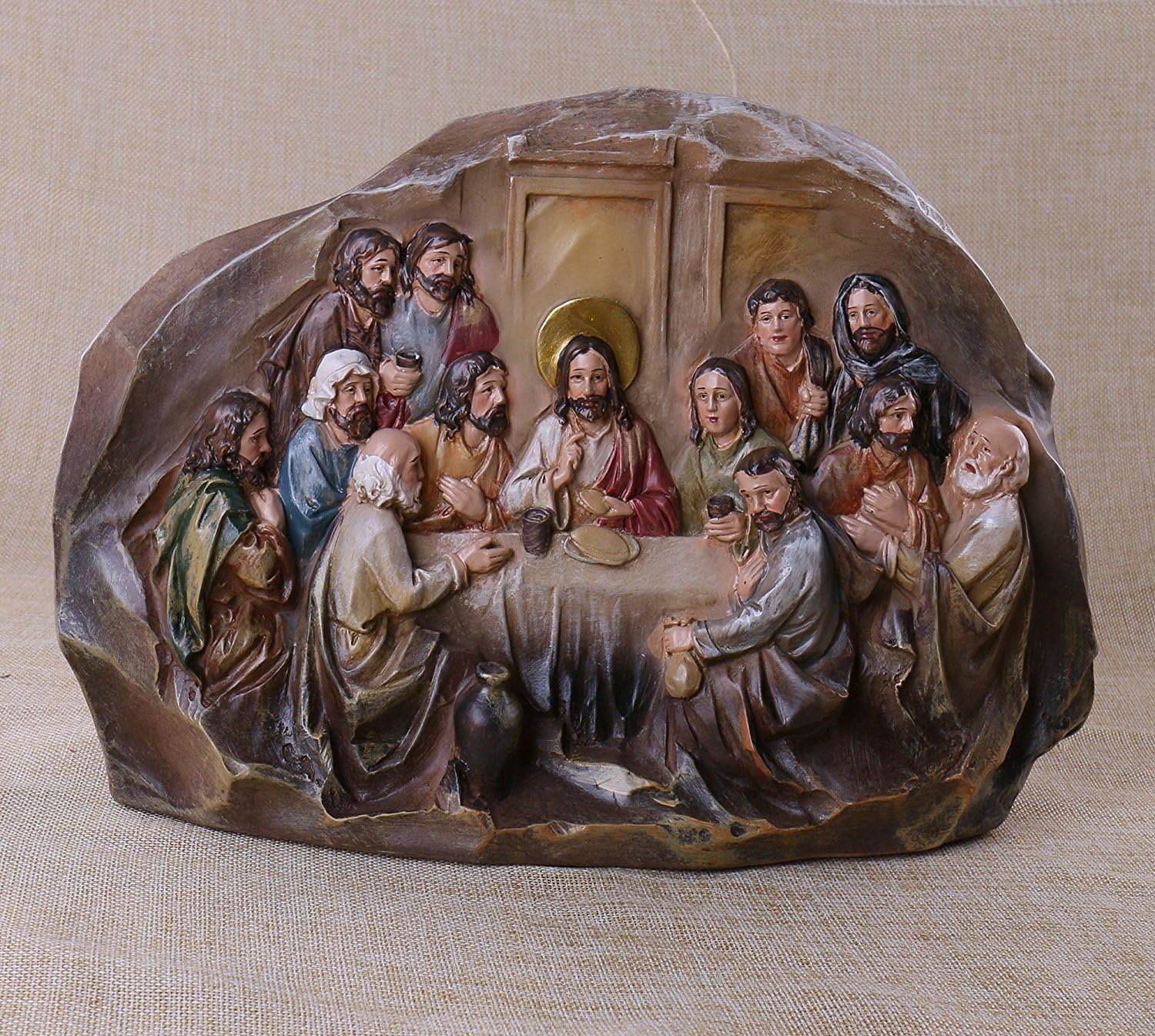 12-Inch Christmas Last Supper Tabletop Décor Resin Cameo Sculpture Statue Figure