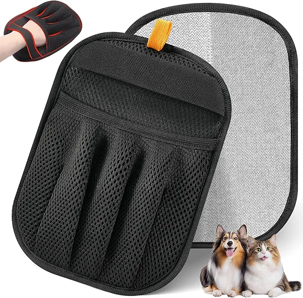 Pet Hair Removal Glove for Cats & Dogs, Upgraded Five-Finger Electrostatic Pet Hair Gloves, Reusable Magic Brush Pet Hair Remover Tool for Laundry, Couch, Carpet, Car Seat