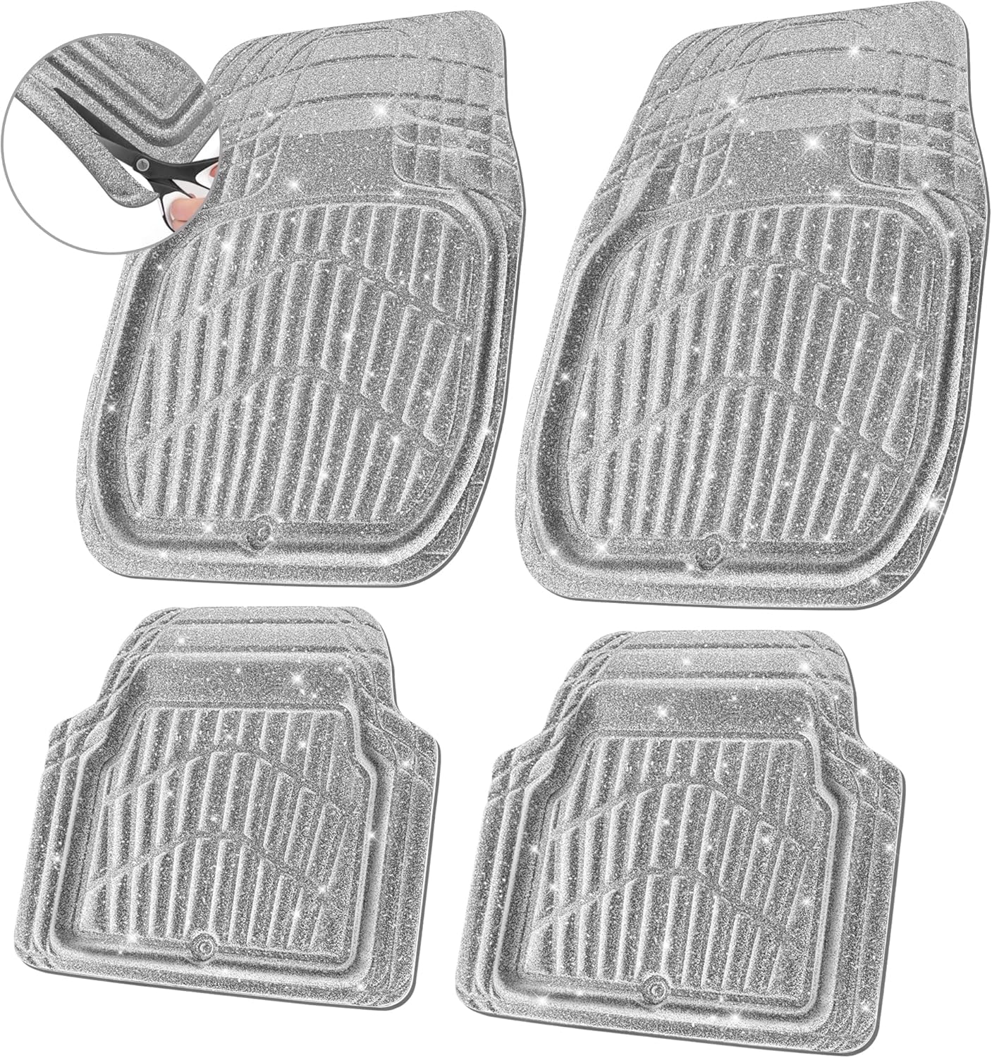 CAR PASS Shining Glitter Car Floor Mats 3D Leather Waterproof All Weather, Universal