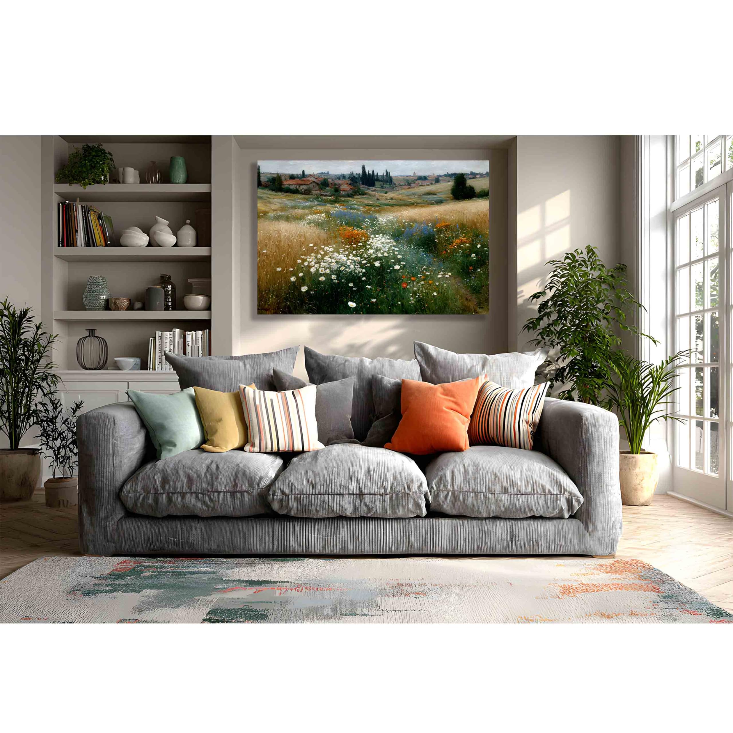Kunstbruder Abstrakte Wandbilder in XXL formaten, Kunstdruck, Vintage (Acker im Frühherbst, 60x80 cm) Wanddeko für Wohnzimmer & Esszimmer