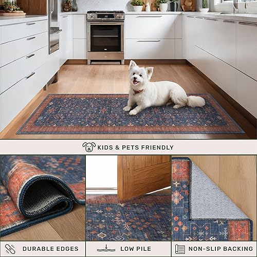 Miniatura 192 de Alfombra Boho Negra para Sala de Estar - Alfombra de Área Lavable de 10x14 Pies, Alfombras de Comedor para Debajo de la Mesa, Alfombra Suave de Pelo