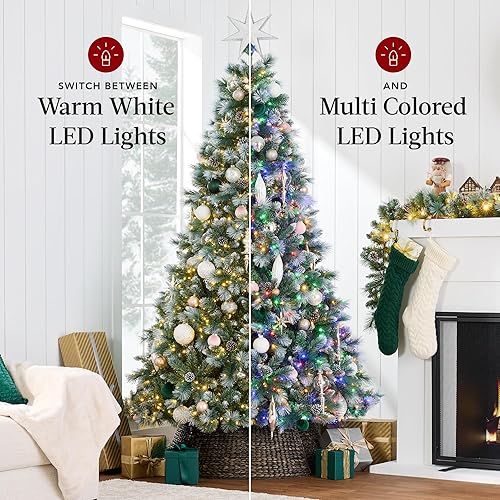 Miniatura 4 de Best Choice Products Árbol de Navidad de pino escocés preiluminado de 6 pies, decoración artificial predecorada con 946 puntas de rama, luces LED