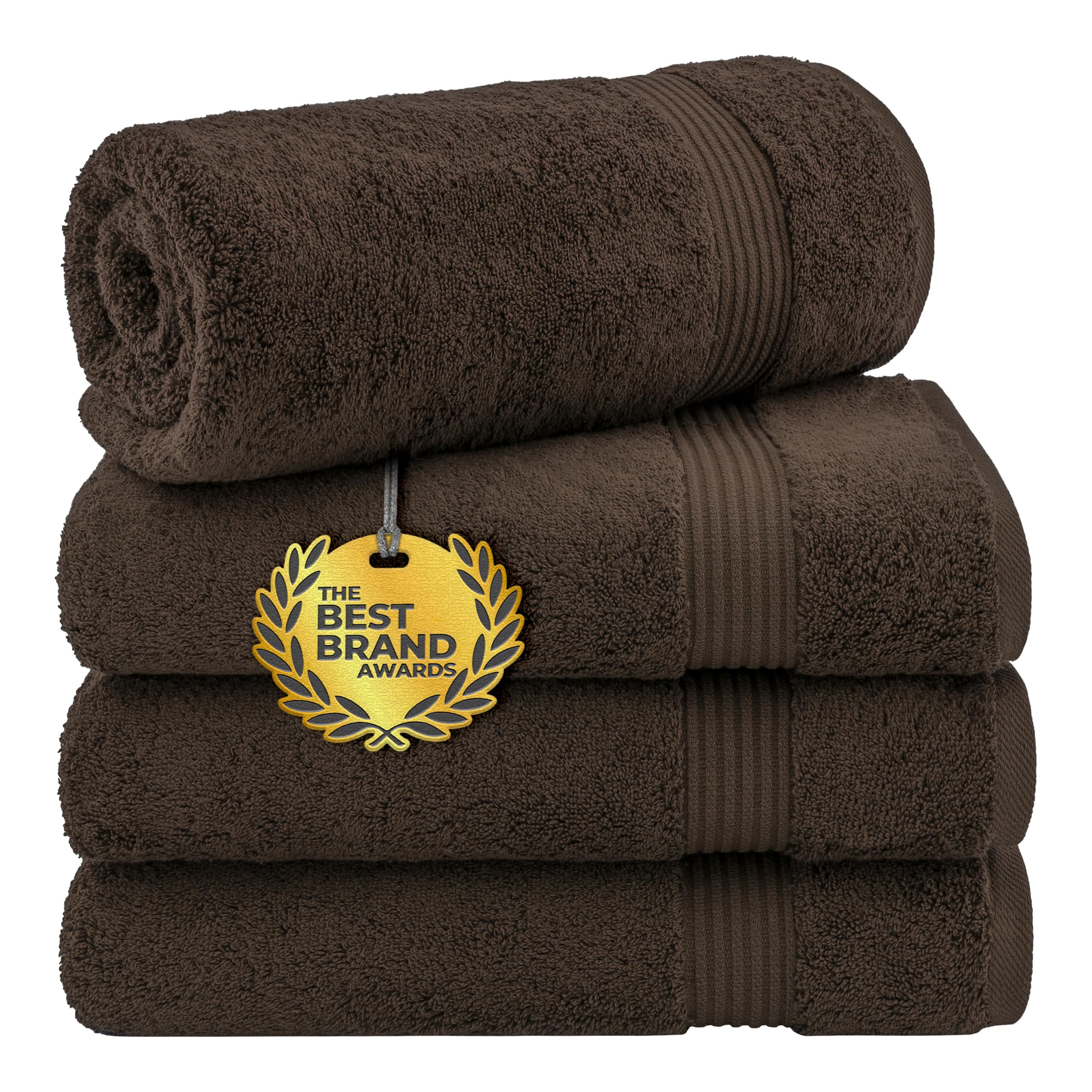 Cotton Paradise Juego de Toallas de baño turcas de 100% algodón, 4 Piezas, Toallas de baño de Felpa Suave, Juego de baño Color marrón