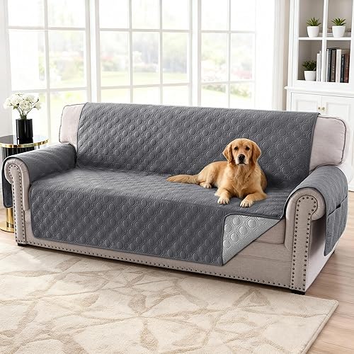 Miniatura 6 de H.VERSAILTEX Funda de sofá 100% impermeable, gruesa y duradera, protector de muebles, funda de sofá lavable con correas antideslizantes y elásticas