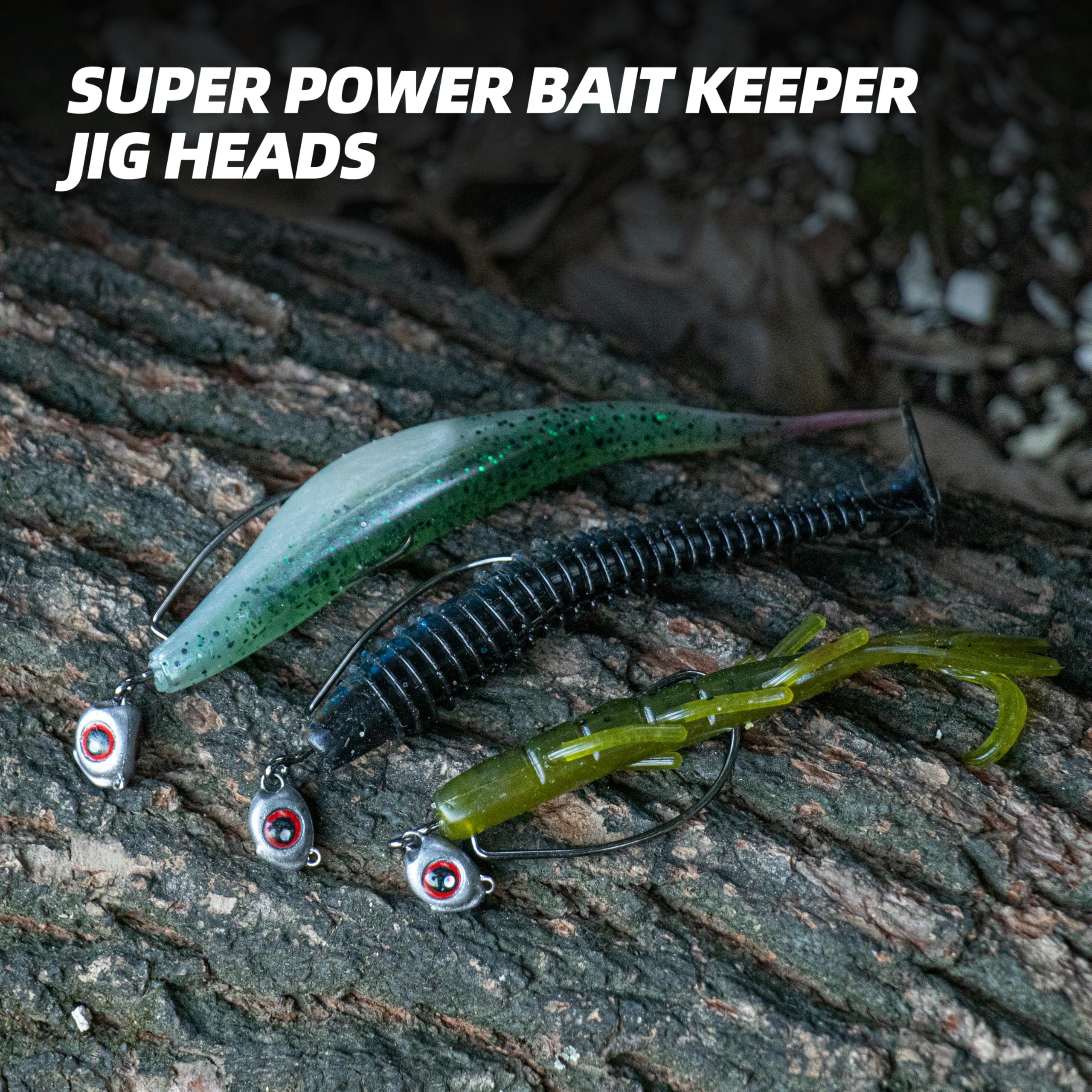 Fish Eye Swimbait Jigköpfe – lebensechte 3D-große Augen, unkrautloses Anti-Nag-Design, langlebige gewichtete Haken, sortiertes Set, 0,5 g bis 1,2 g für Barschangeln in Süß- und Salzwasser