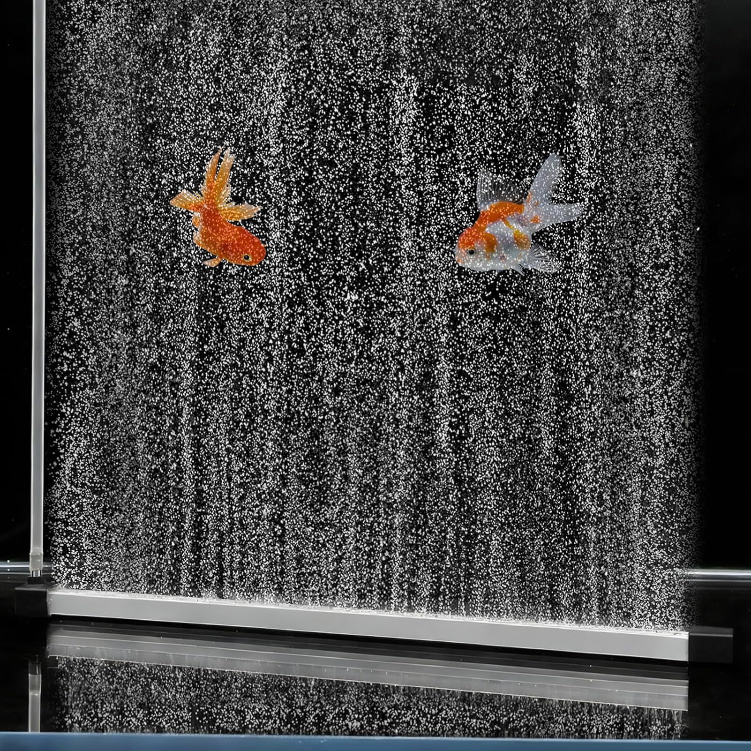 Aquarium Air Bubble Bar, 15.75 Inch Double Row Fine Mist Air Bubble Curtain Wall, Self-Sinking Fish Tank Air Diffuser Set, Enhanced Oxygen Bubble Strip for Freshwater Saltwater Hydroponics