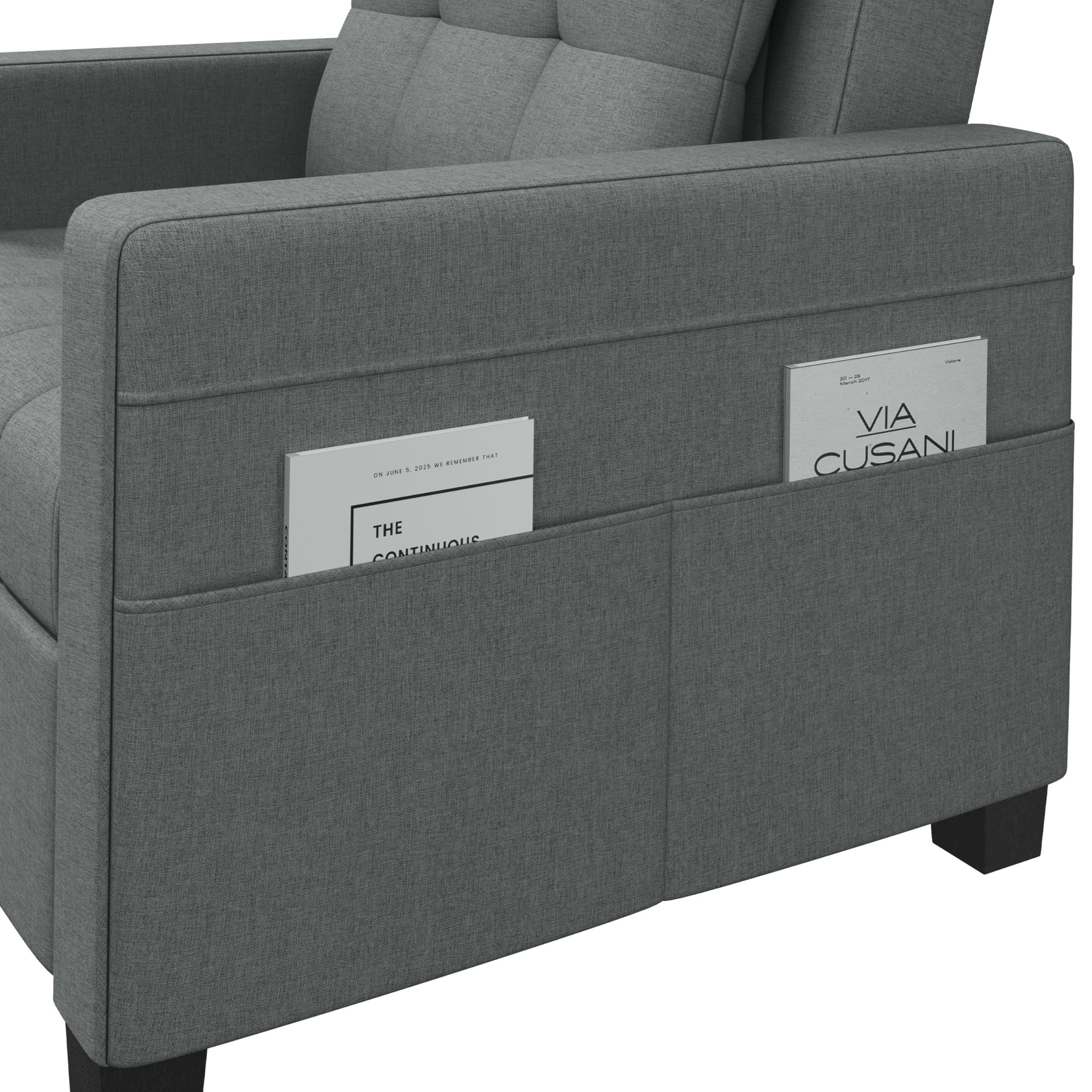 Divano Letto Singolo Divano Pieghevole Imbottito a 1 Posto Poltrona Letto da Salotto Divano Trasformabile in Tessuto per Soggiorno (Grigio Chairo)