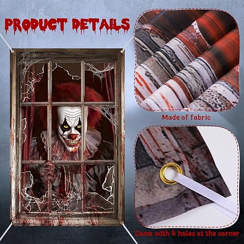 Miniatura 3 de Newwiee - 2 cortinas de Halloween aterradoras con silueta para ventana, decoración, póster temático para interiores y exteriores, fiestas, paredes
