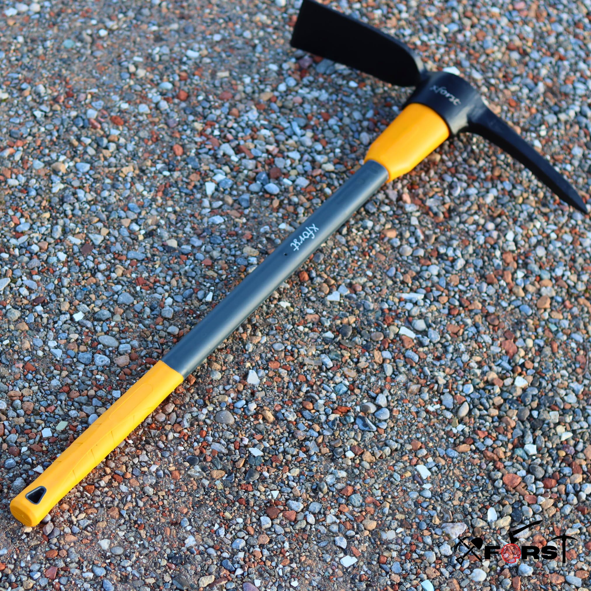 Xforst PF34 Grande Pioche de Terrassier 3,46 kg 90 cm Double Pointe Large Manche Fibre de Verre Sols Durs